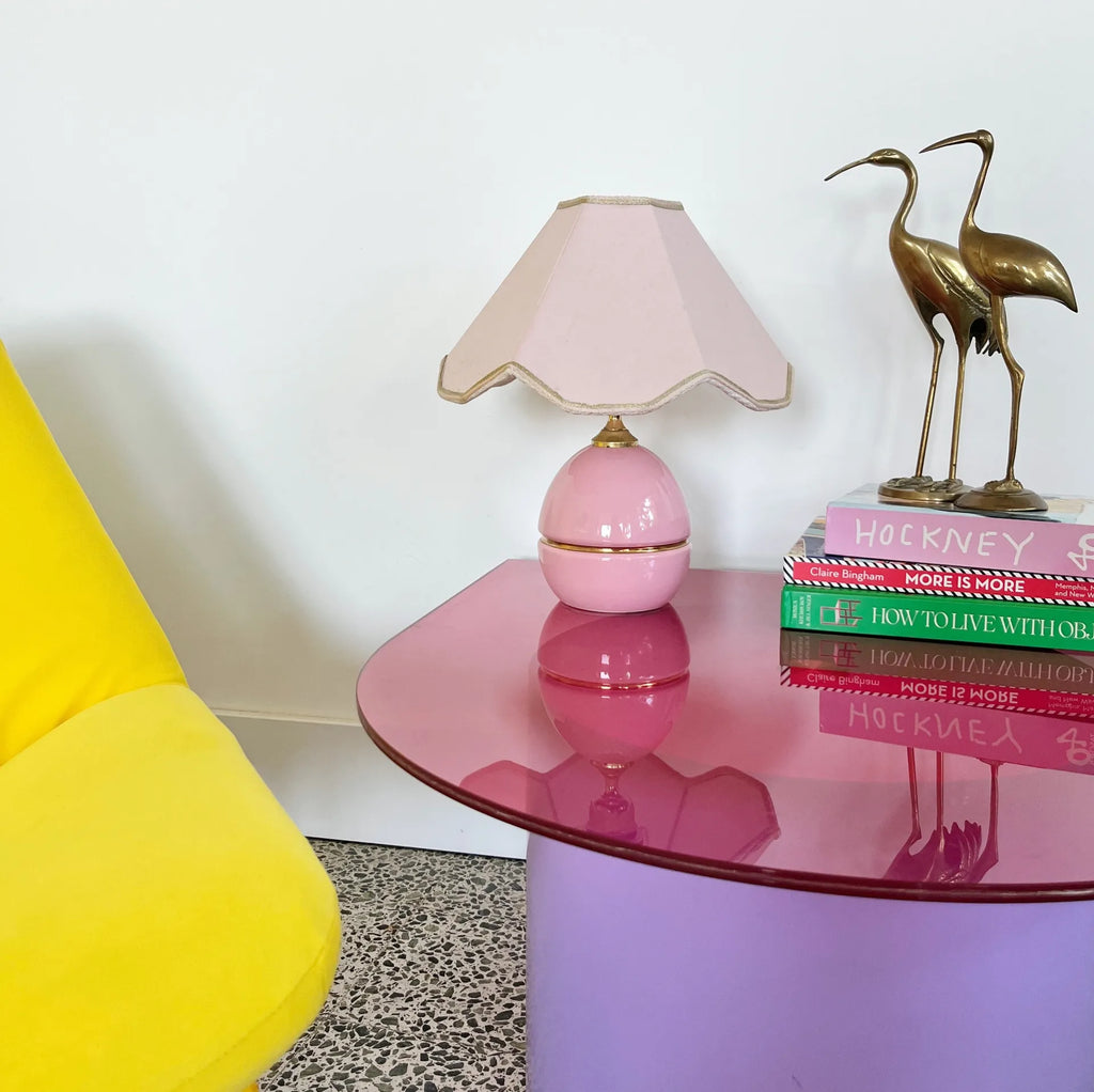 Lampe rose Capodimonte, made in Italy, années 70 - Club Barbara