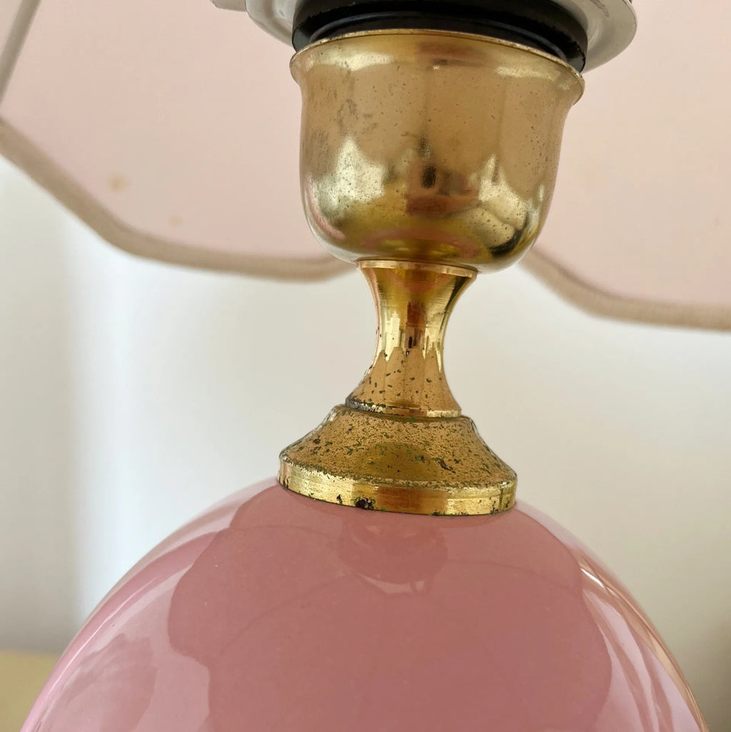 Lampe rose Capodimonte, made in Italy, années 70 - Club Barbara