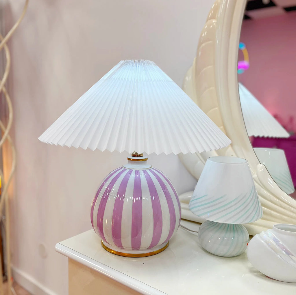 Lampe rose et or vintage Italy 70s - Club Barbara