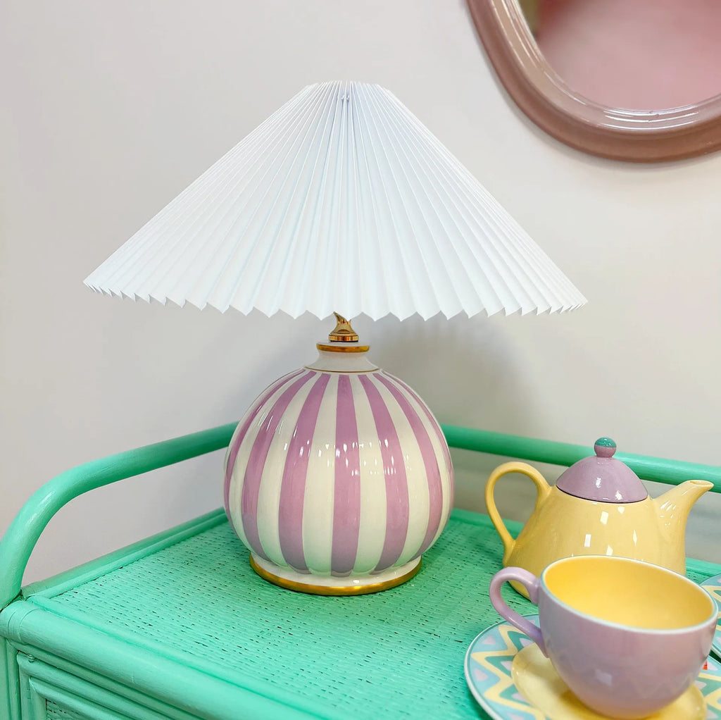 Lampe rose et or vintage Italy 70s - Club Barbara