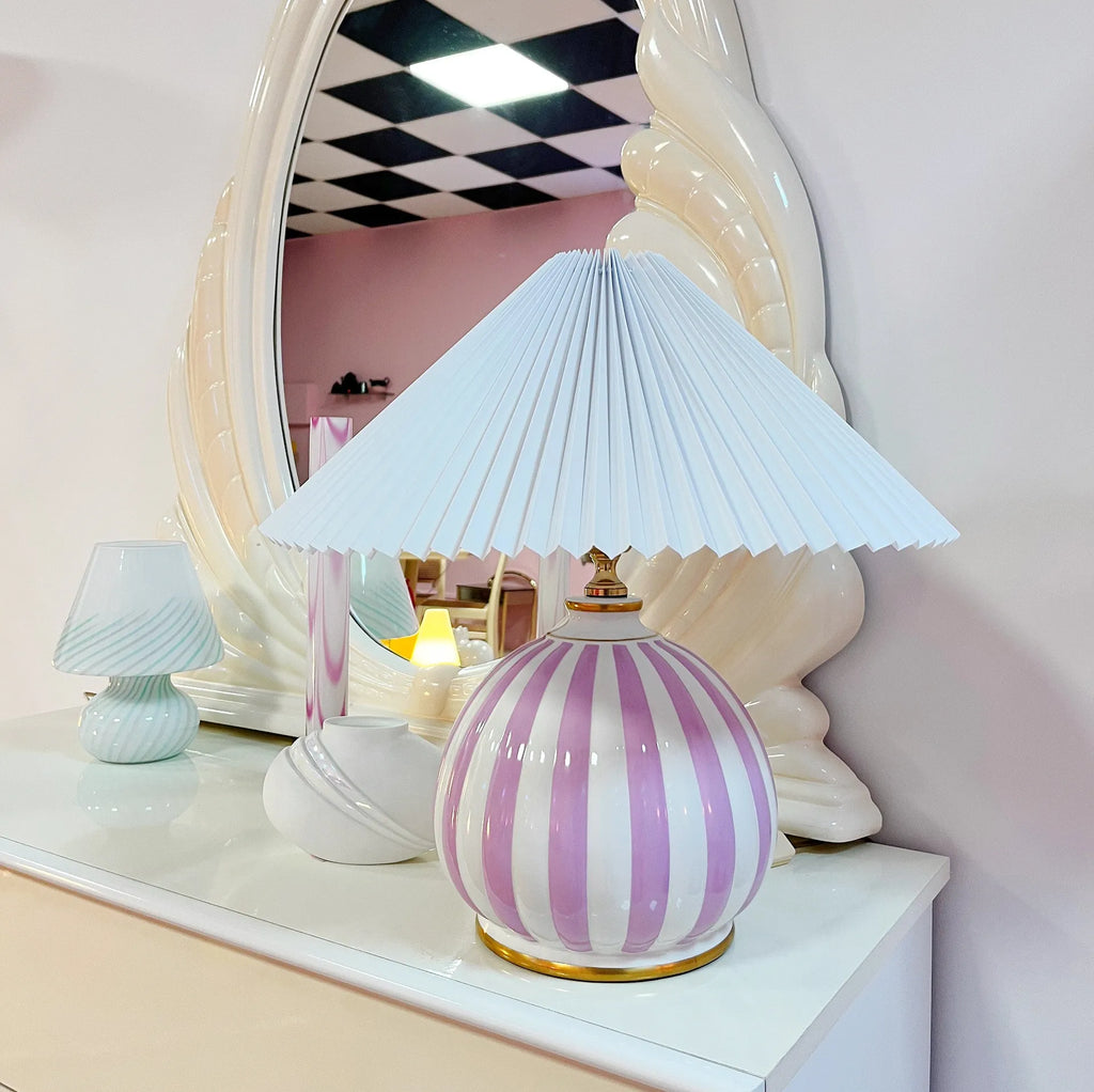Lampe rose et or vintage Italy 70s - Club Barbara