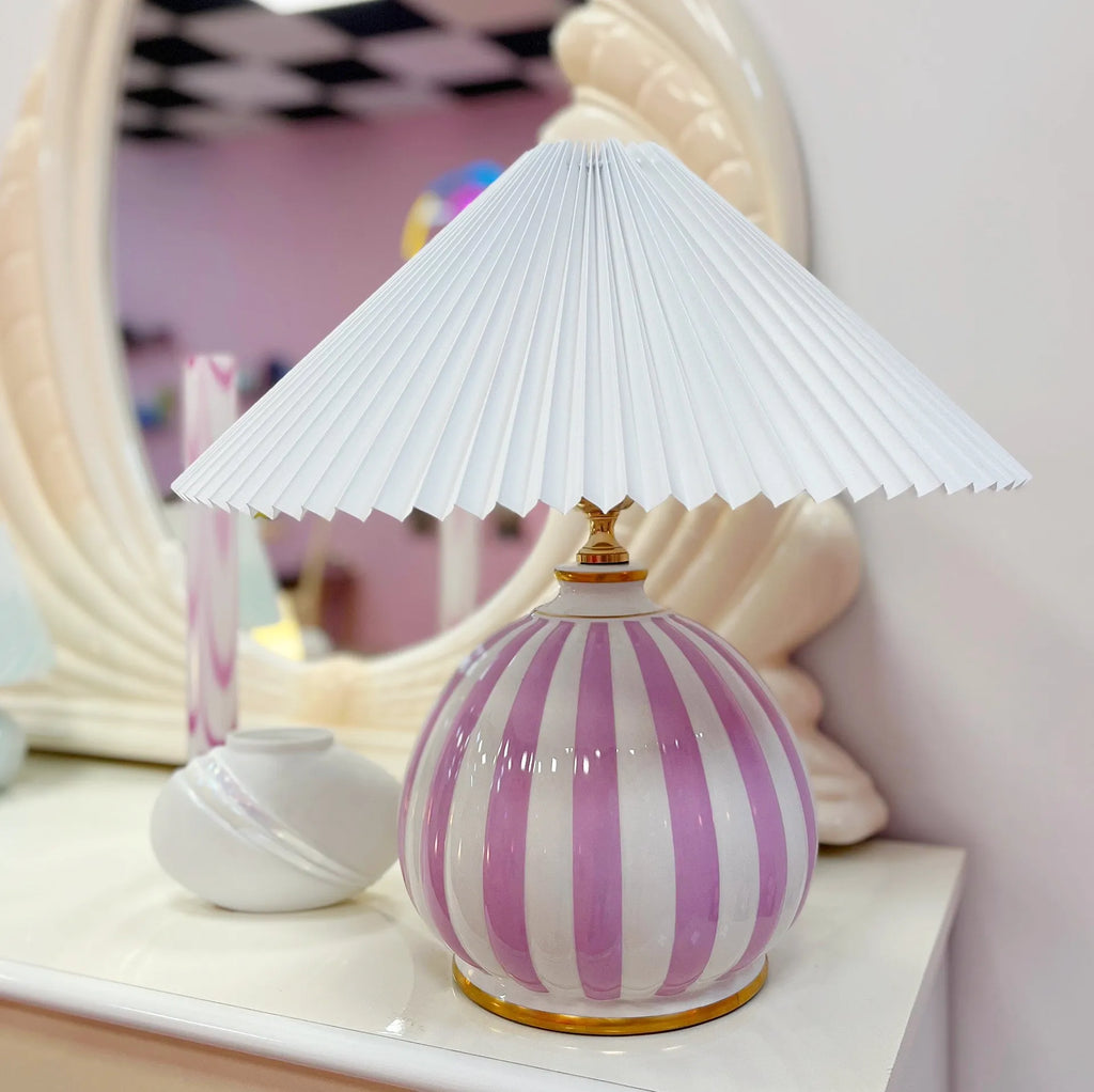 Lampe rose et or vintage Italy 70s - Club Barbara