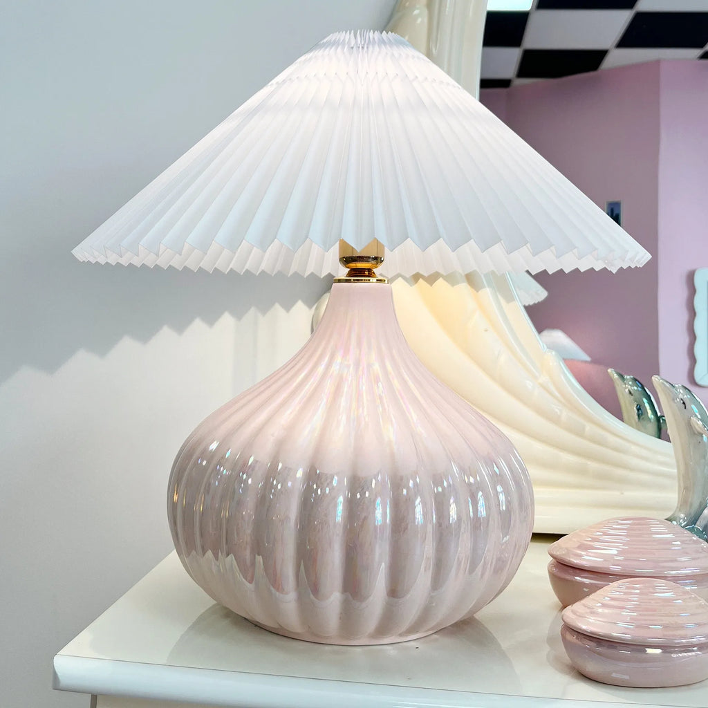 Lampe rose iridescente vintage, Italy, années 80 - Club Barbara
