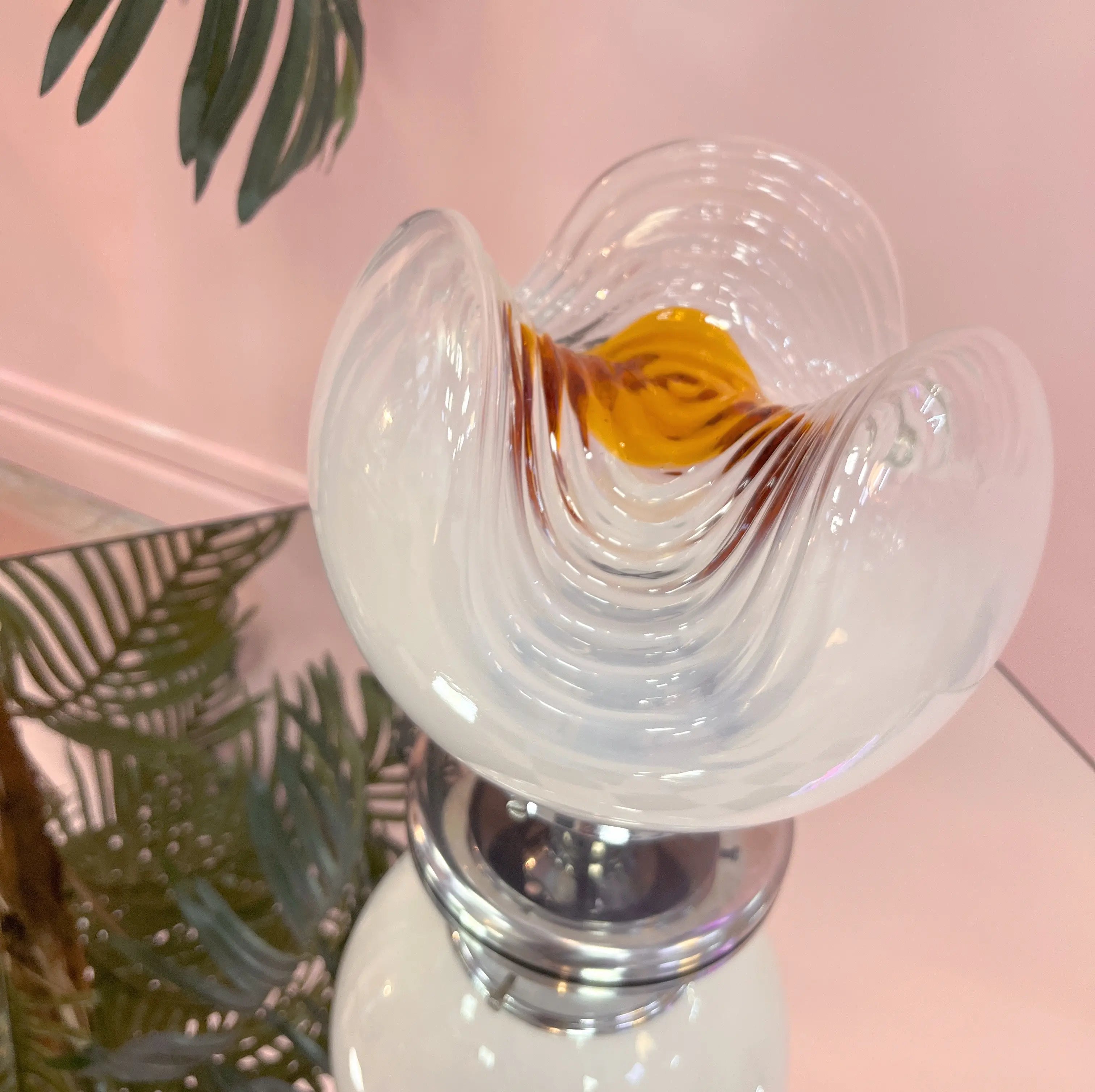 Lampe vintage Murano Lattimo, Mazzega, Italie, années 70