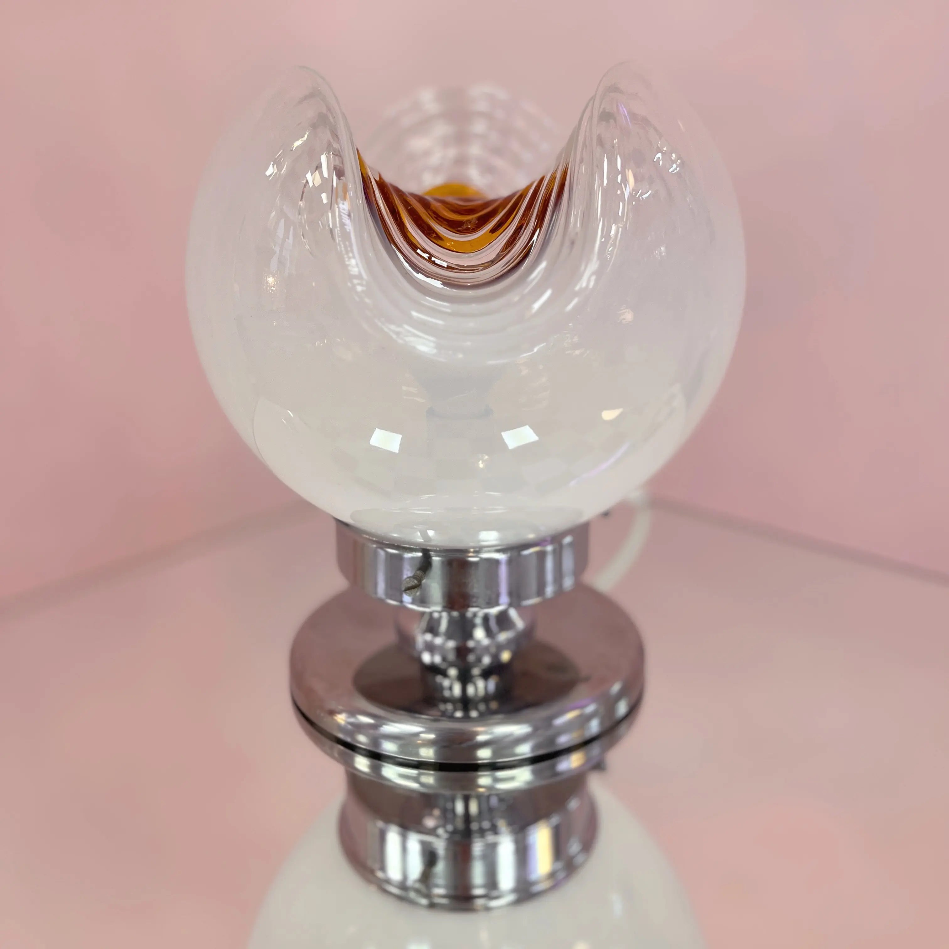 Lampe vintage Murano Lattimo, Mazzega, Italie, années 70