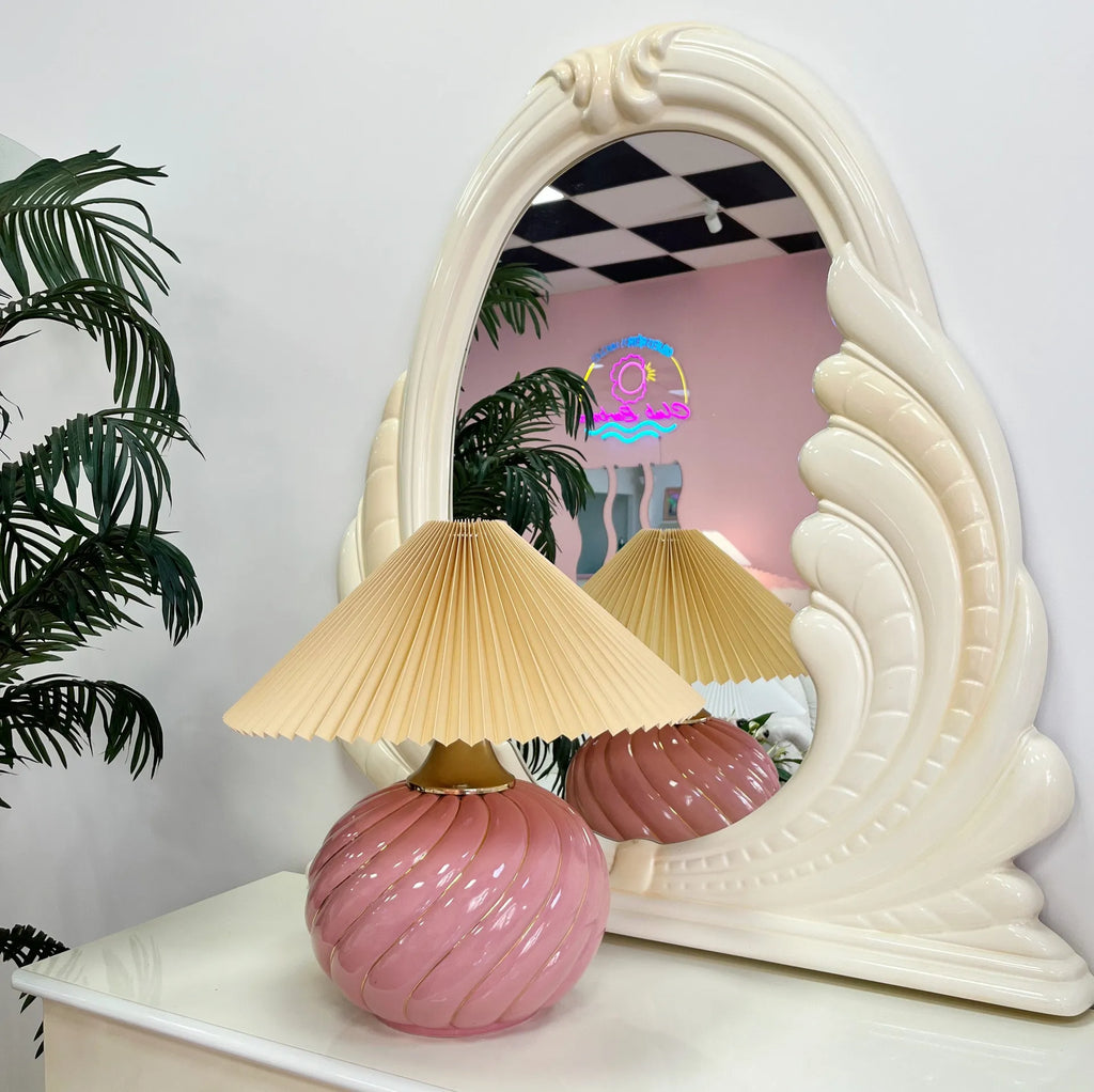 Lampe torsadées rose et dorée, signée Tommaso Barbi, années 70 - Club Barbara