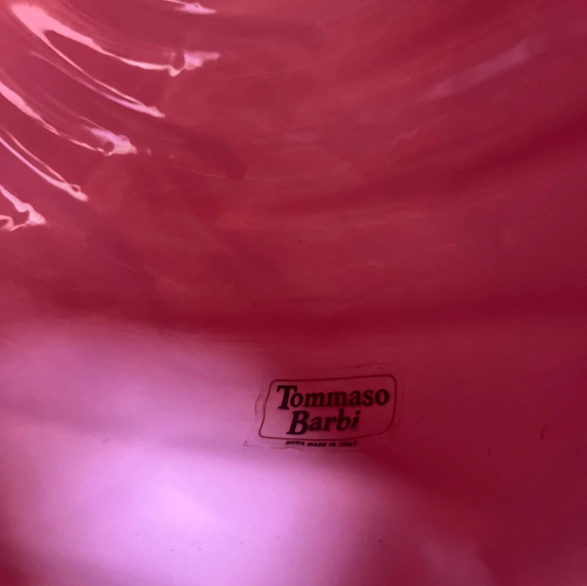 Lampe torsadées rose et dorée, signée Tommaso Barbi, années 70 - Club Barbara