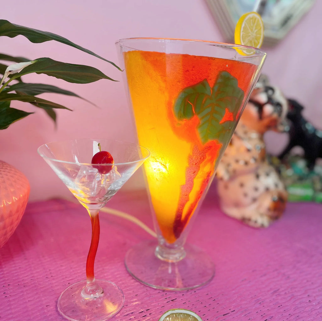 Lampe verre-cocktail XL 80s palmiers - Club Barbara