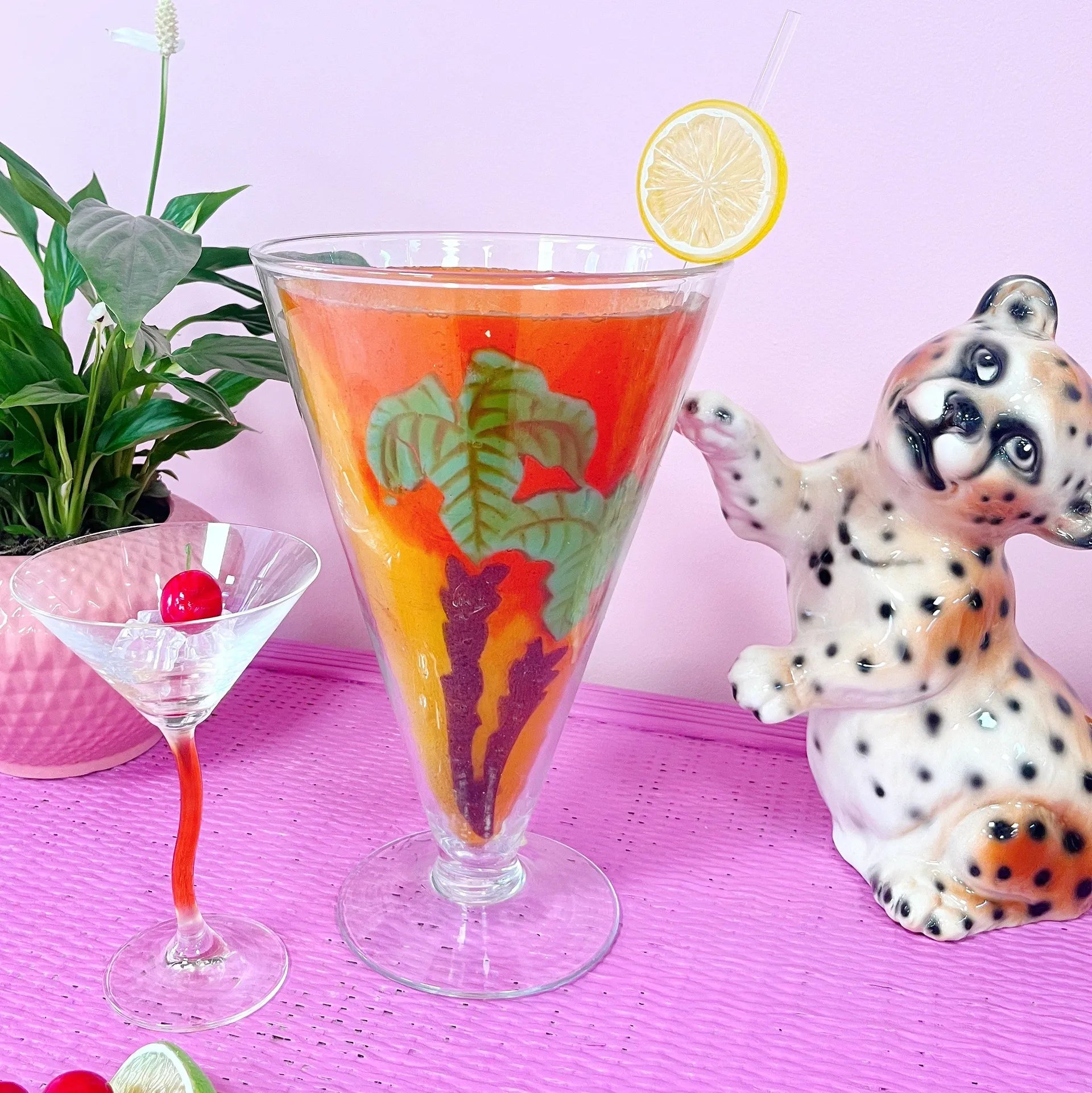 Lampe verre-cocktail XL 80s palmiers - Club Barbara