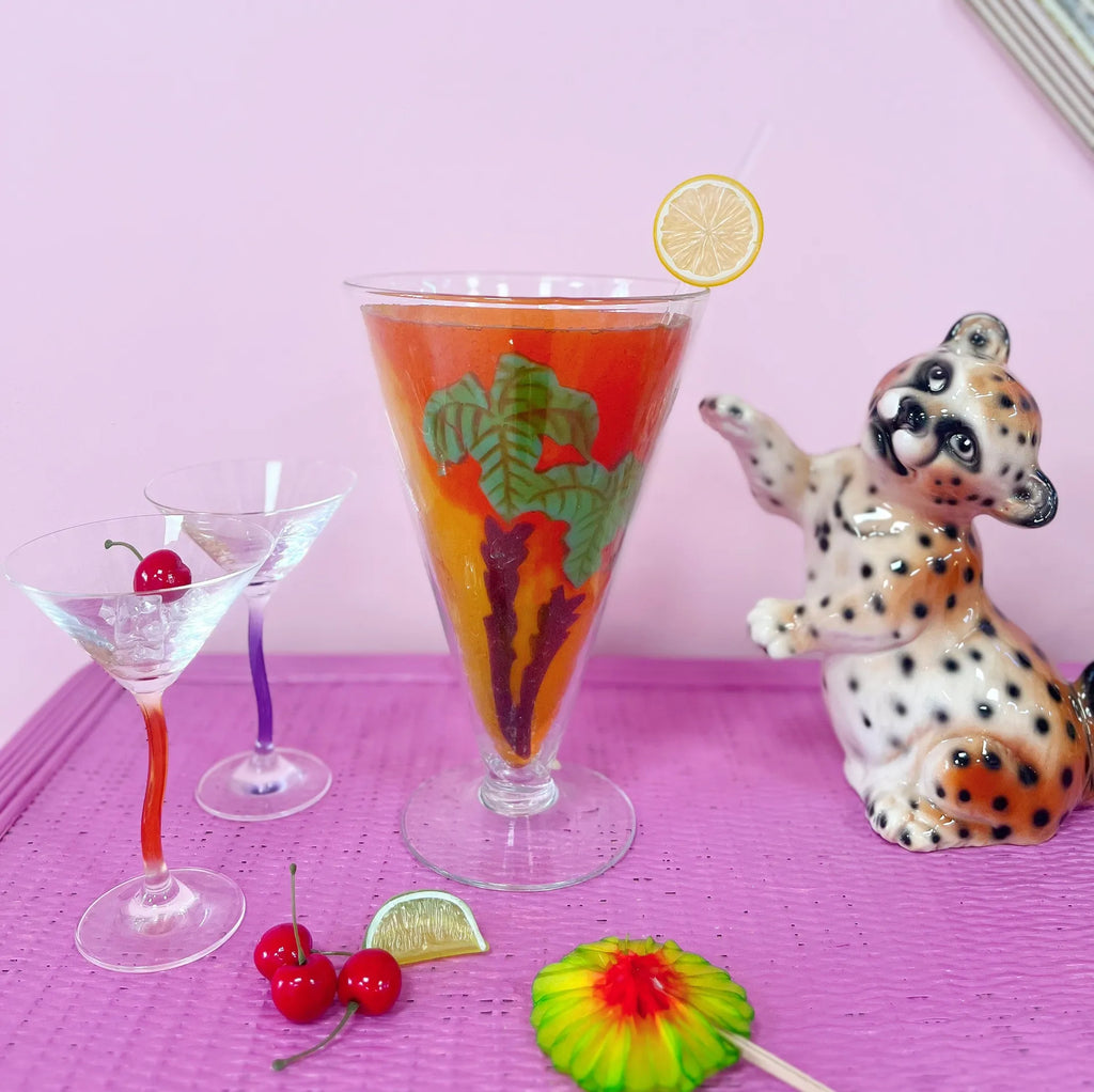 Lampe verre-cocktail XL 80s palmiers - Club Barbara
