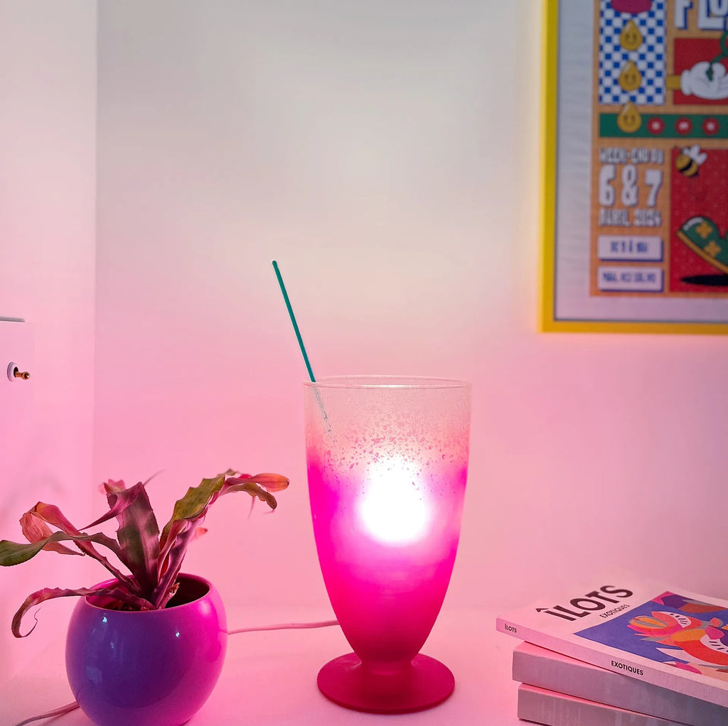 Lampe verre-cocktail XL 80s rose - Club Barbara