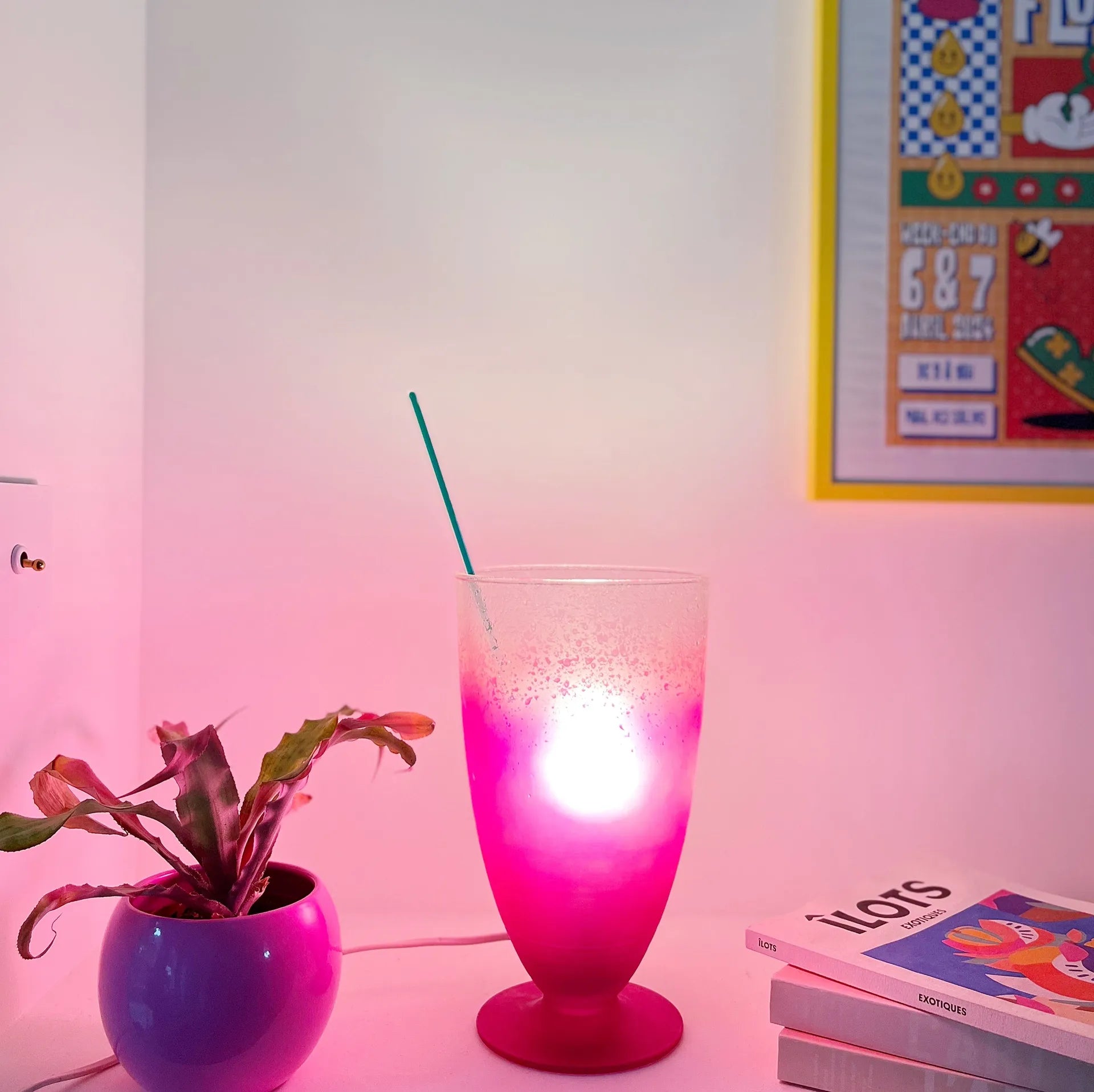 Lampe verre-cocktail XL 80s rose - Club Barbara