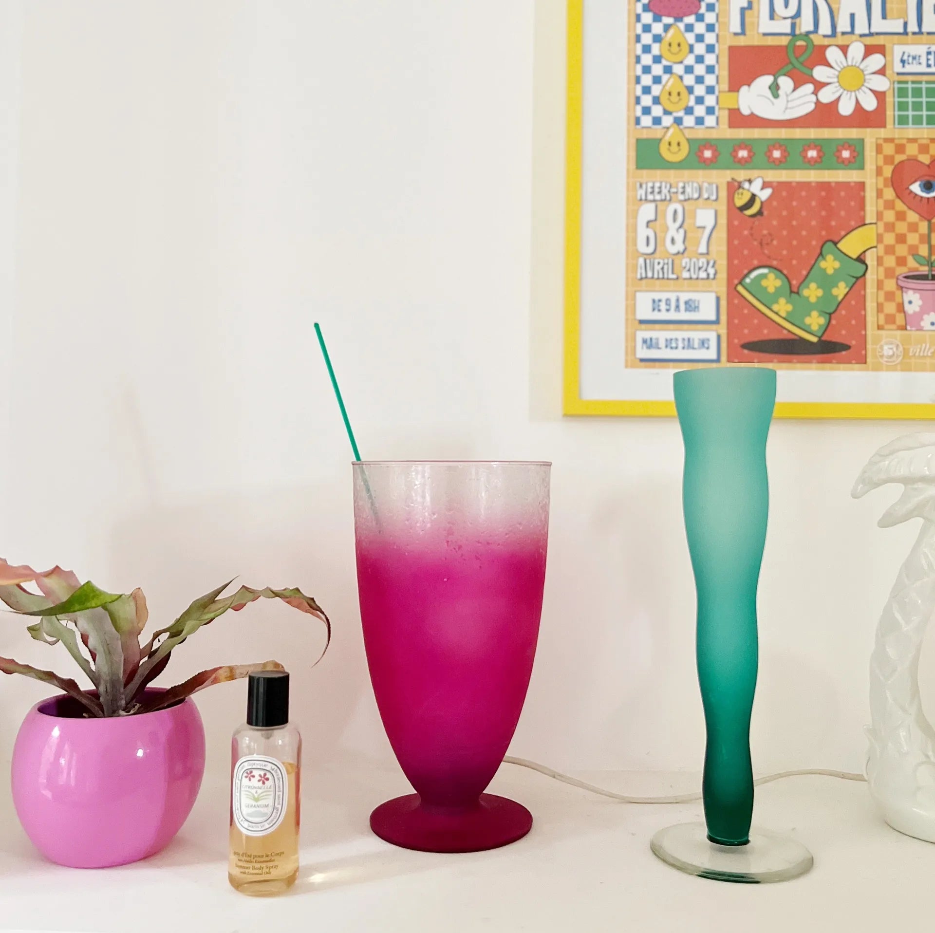 Lampe verre-cocktail XL 80s rose - Club Barbara