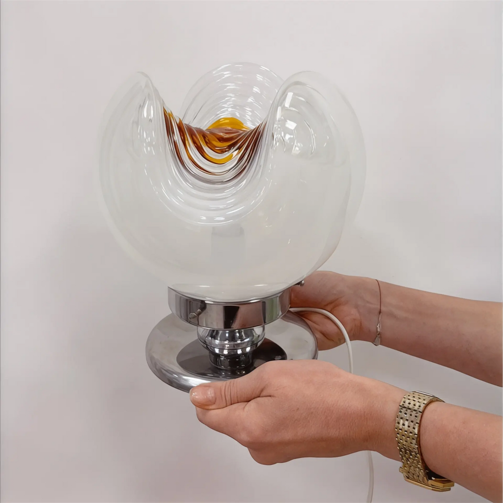 Lampe vintage Murano Lattimo, Mazzega, Italie, années 70