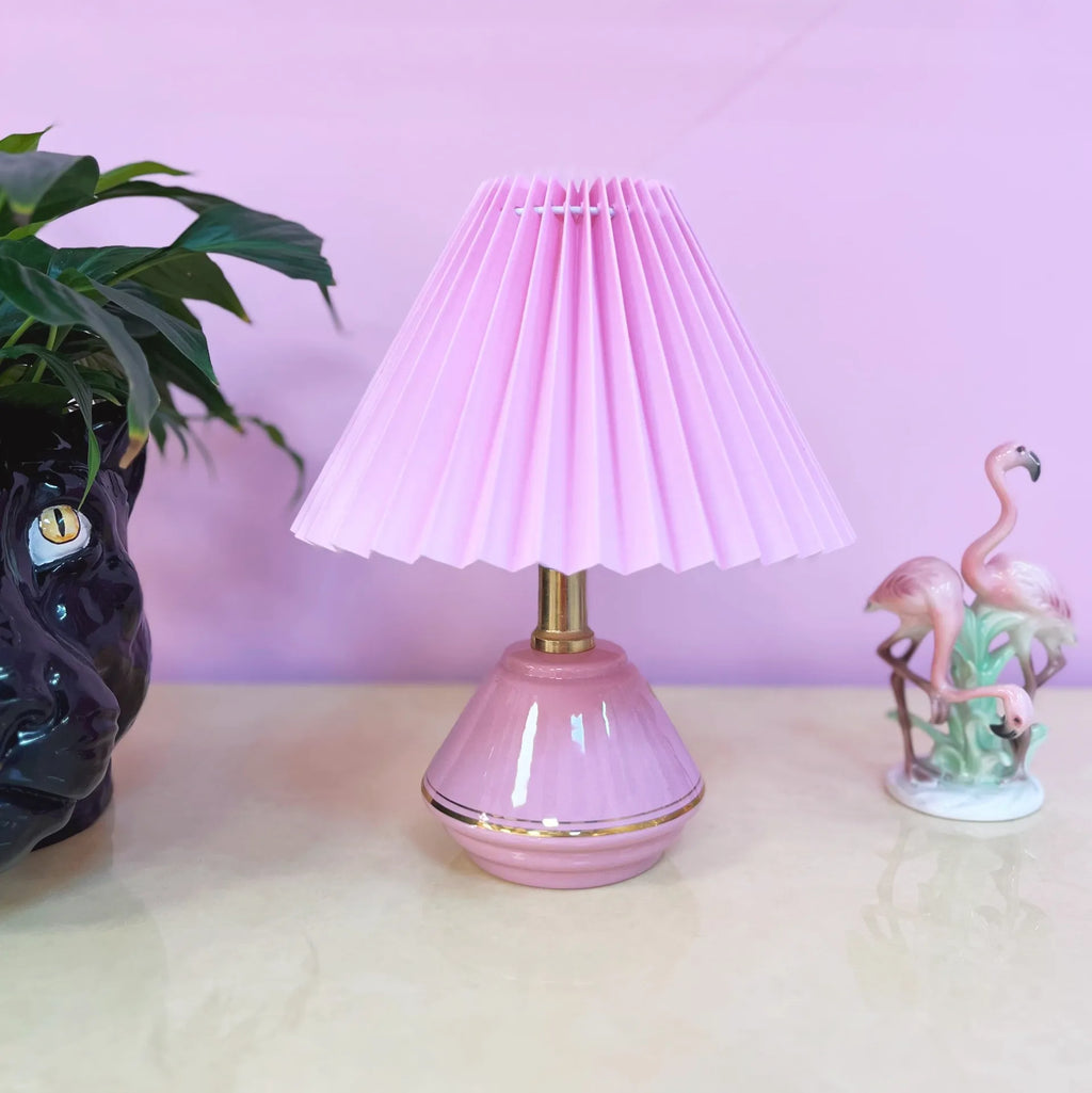 Lampe vintage rose en céramique italienne, style Art Déco, années 70-80 - Club Barbara