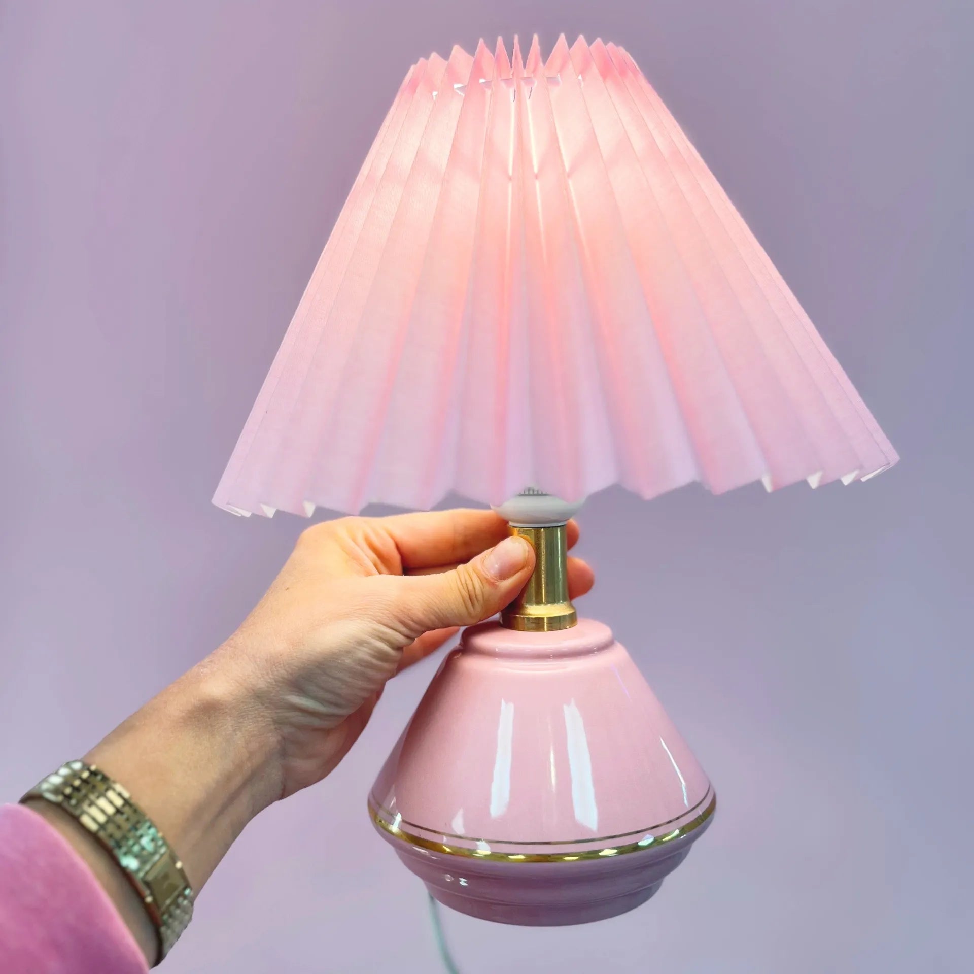 Lampe vintage rose en céramique italienne, style Art Déco, années 70-80 - Club Barbara