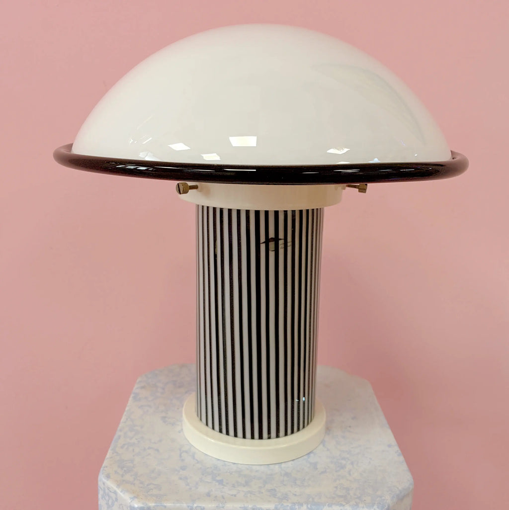Lampe de table verre de Murano Memphis, noir et blanc, Italie années 80
