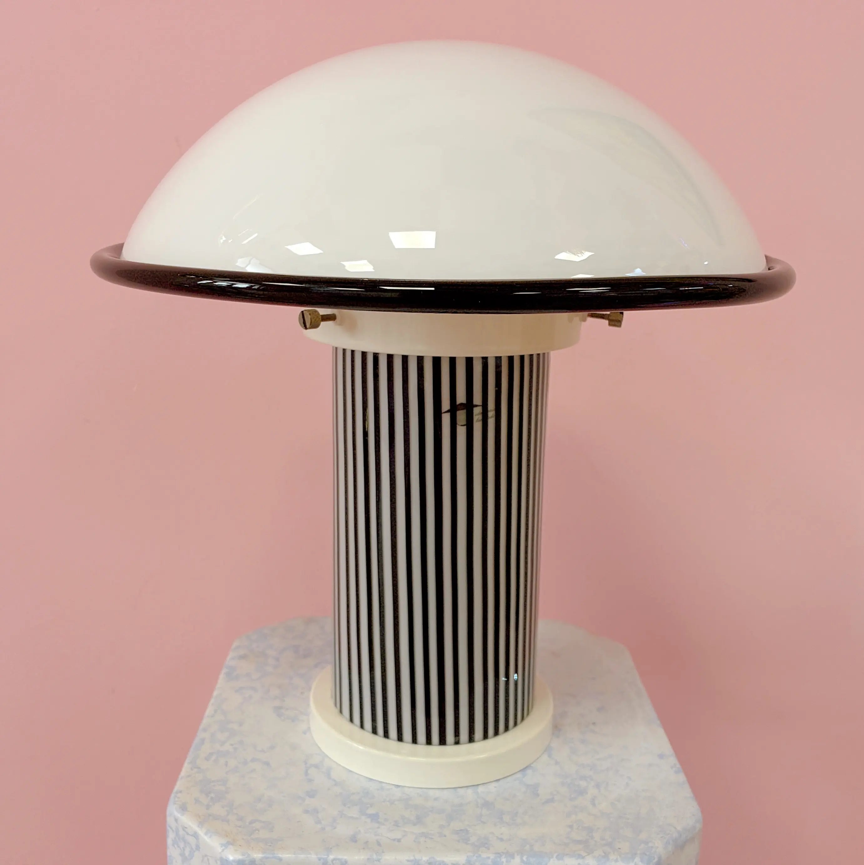Lampe de table verre de Murano Memphis, noir et blanc, Italie années 80
