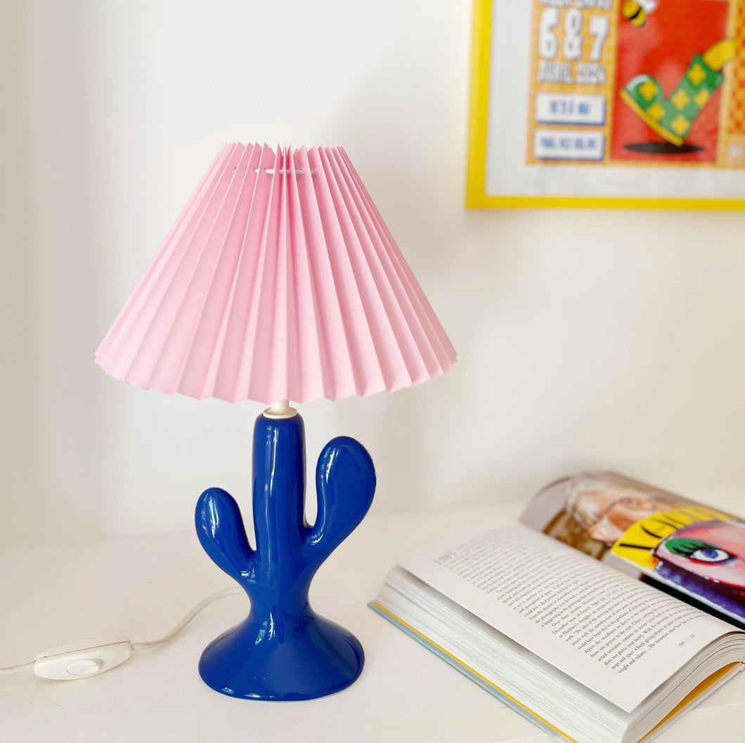 Lampe cactus vintage bleue