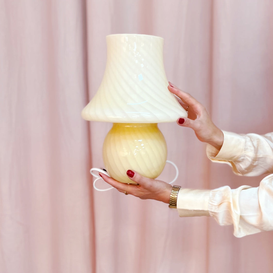 Lampe Champignon en Verre Torsadé Murano, 70’s