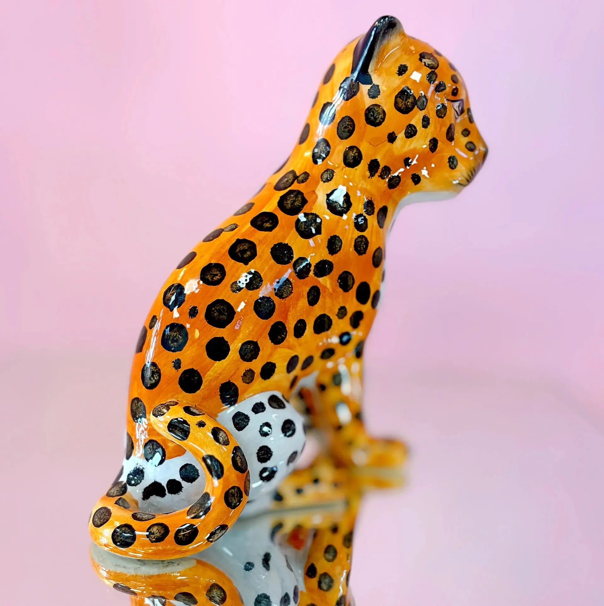 Léopard en céramique italienne, Bassano del Grappa, peint à la main, vintage années 70 - Club Barbara