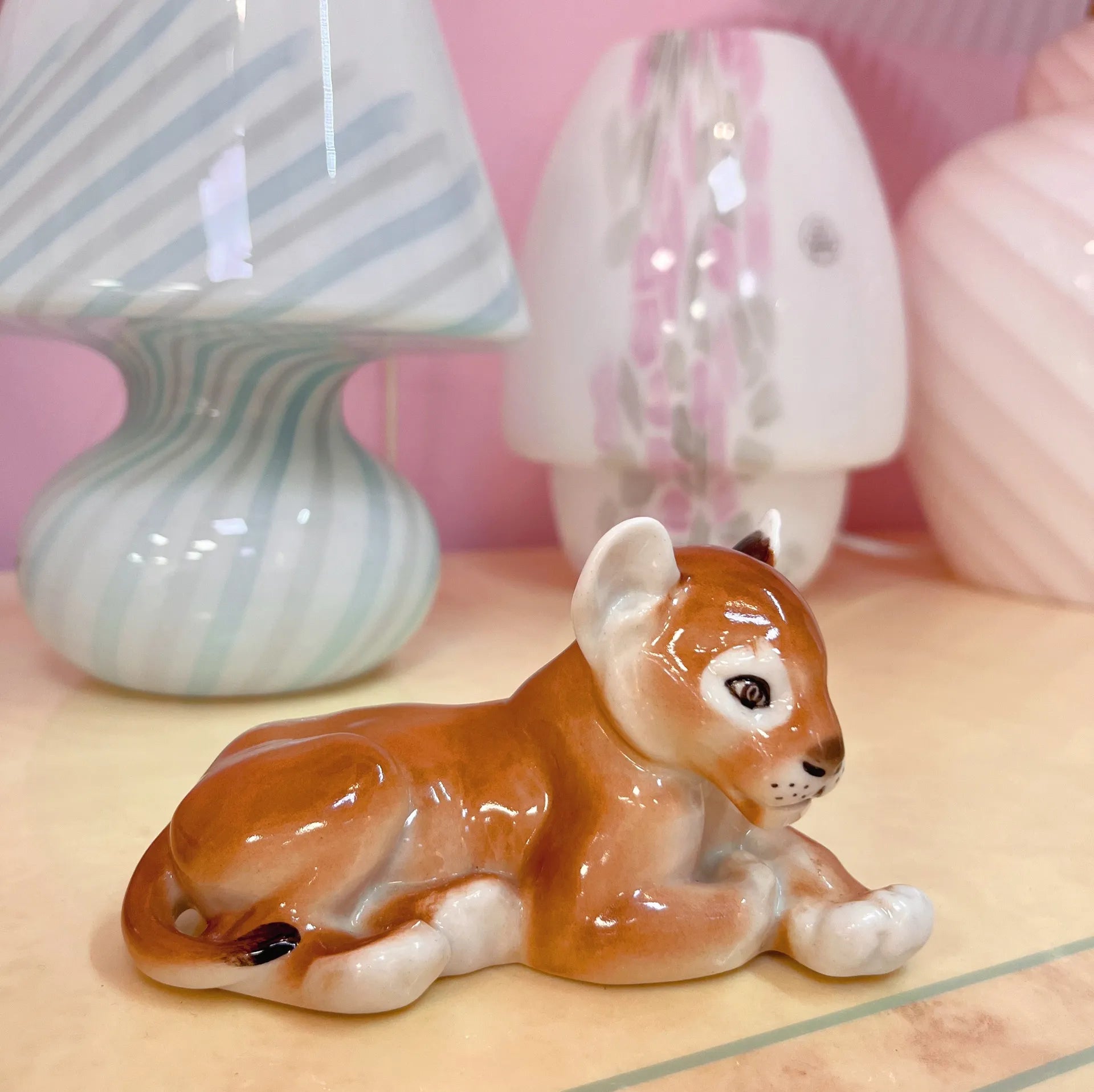 Lionceau en porcelaine soviétique,Verbilki, Années 70–80 - Club Barbara