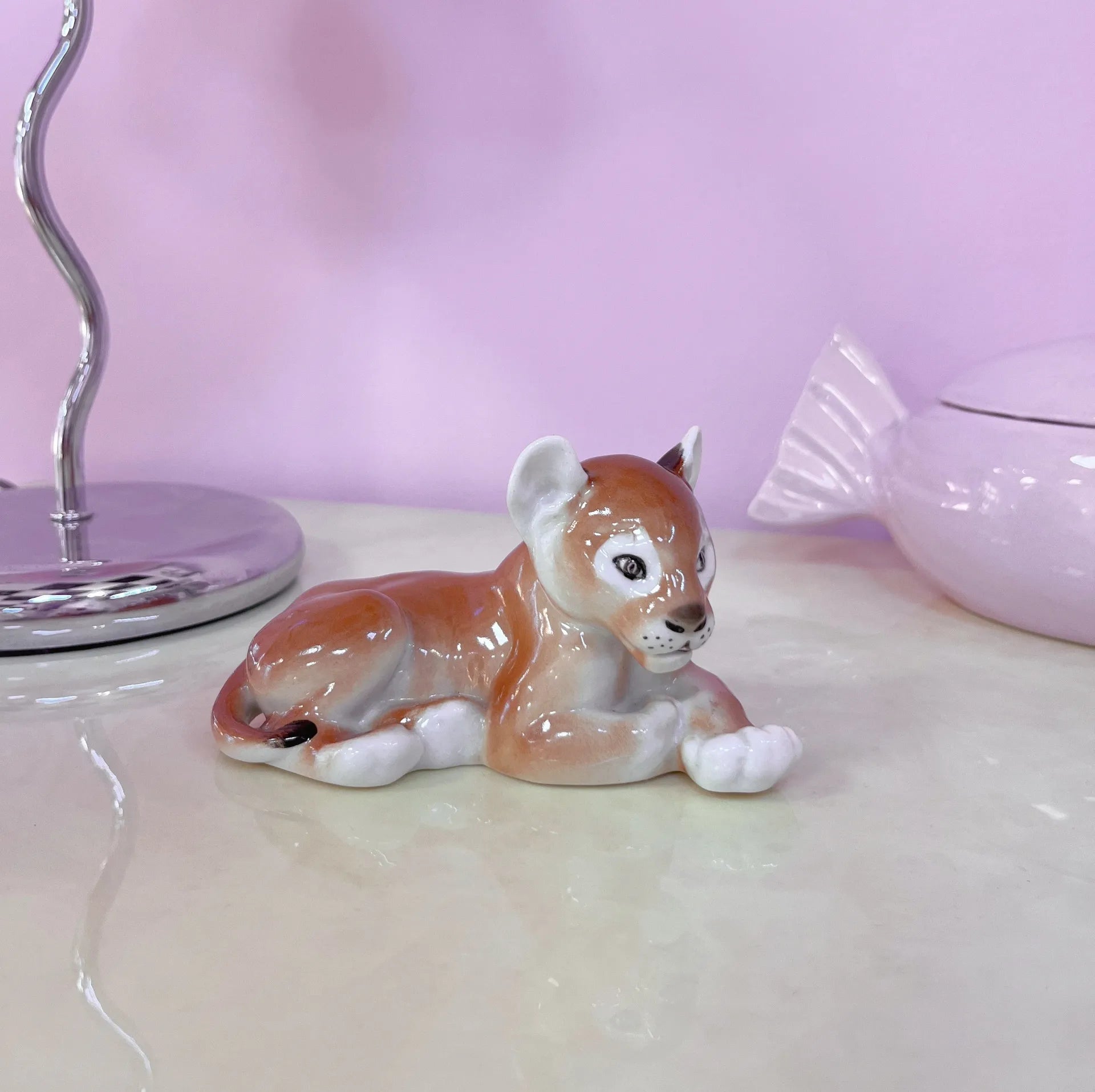 Lionceau en porcelaine soviétique,Verbilki, Années 70–80 - Club Barbara