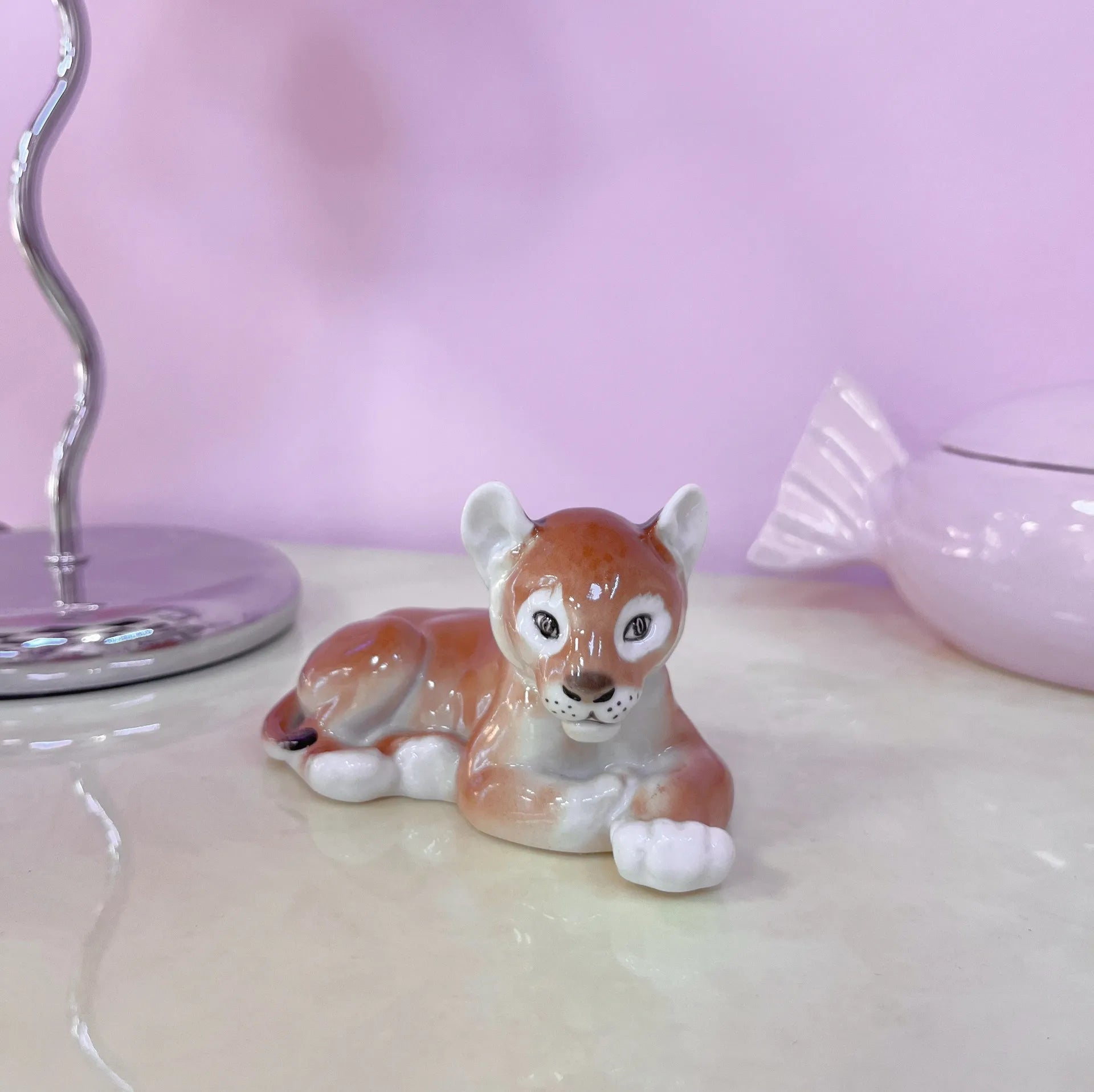 Lionceau en porcelaine soviétique,Verbilki, Années 70–80 - Club Barbara