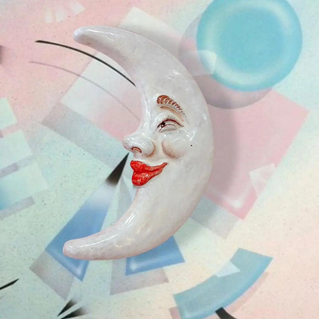 Lune murale en céramique italienne émaillée blanche, années 80
