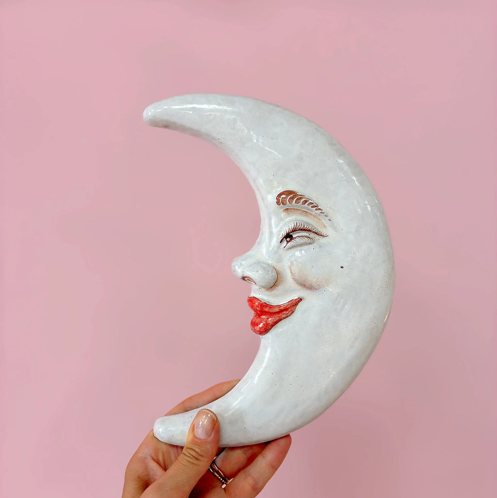 Décoration murale lune en céramique italienne vintage
