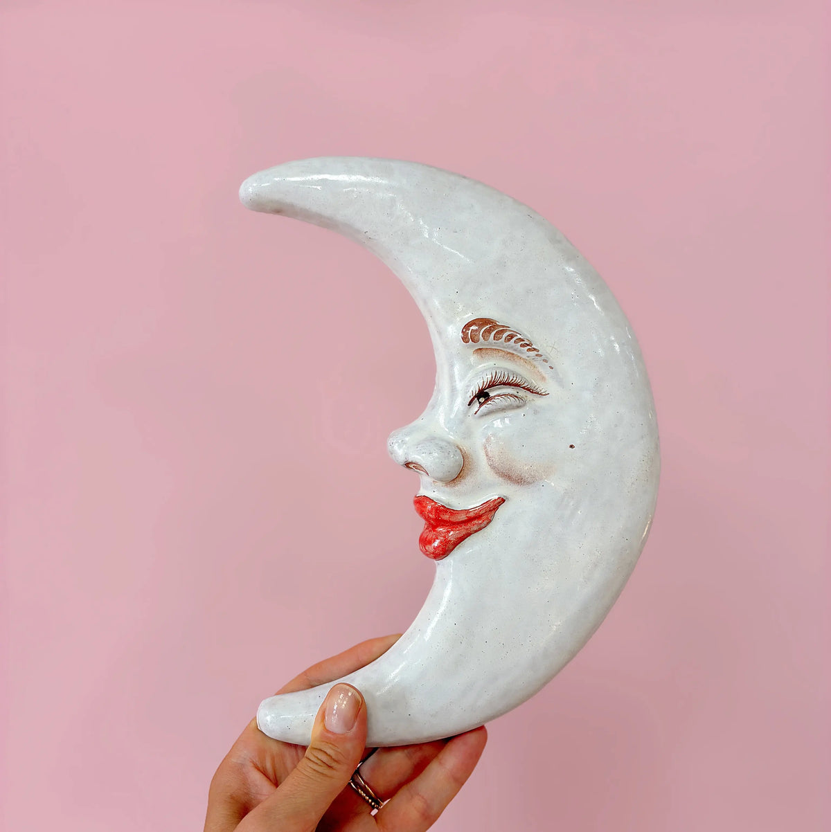 Décoration murale lune en céramique italienne vintage
