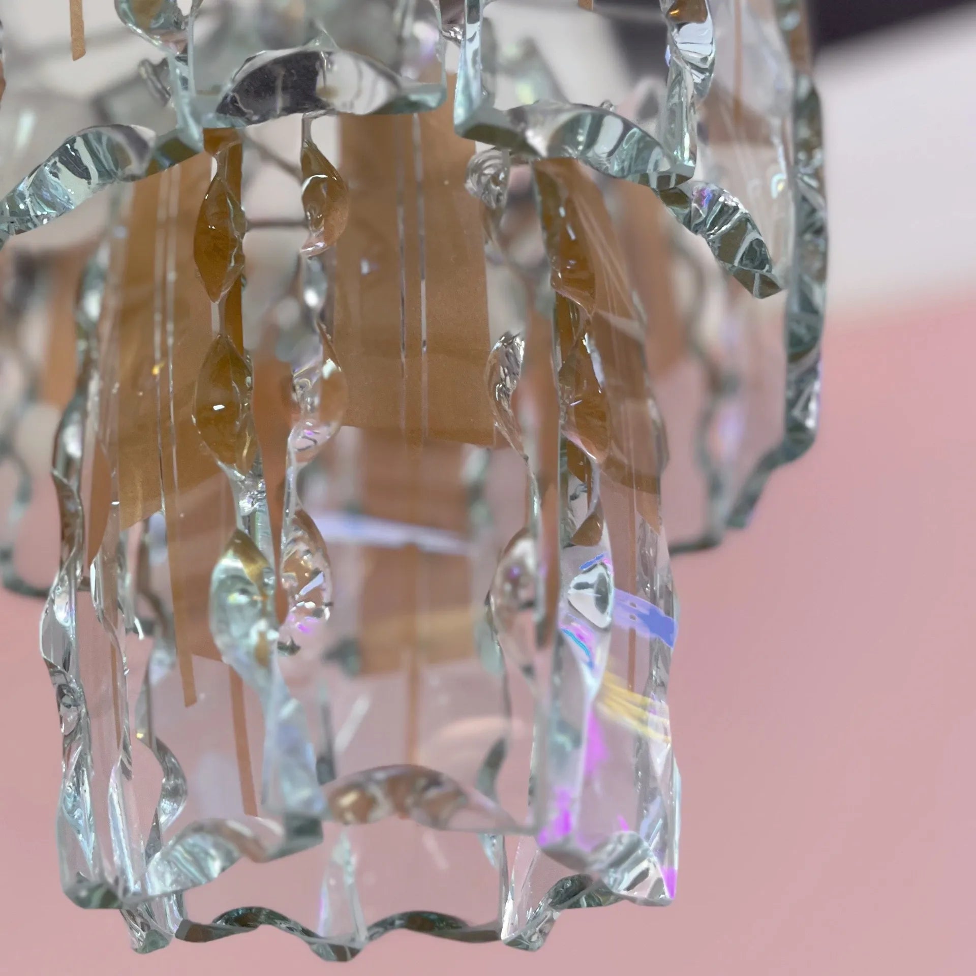 Lustre italien en verre ciselé, Fontana Arte, années 70 - Club Barbara