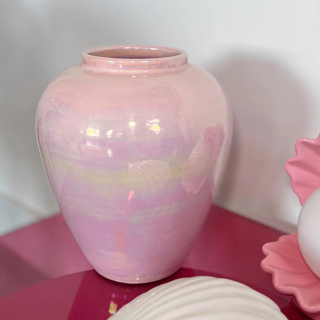 Maxi vase vintage 80s rose pastel iridescent - Club Barbara