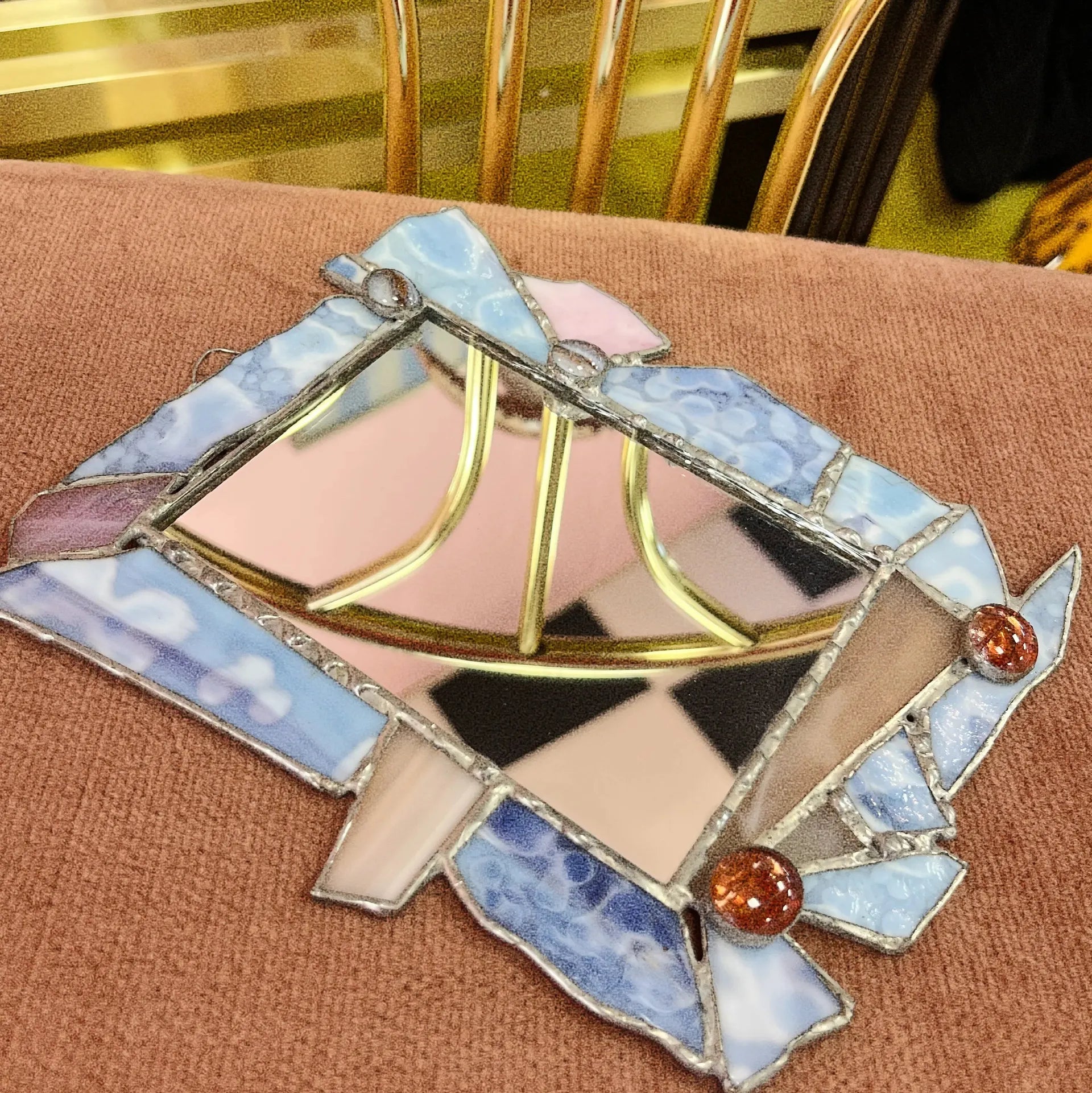 Miroir pastel serti postmoderne, années 70-80 - Club Barbara