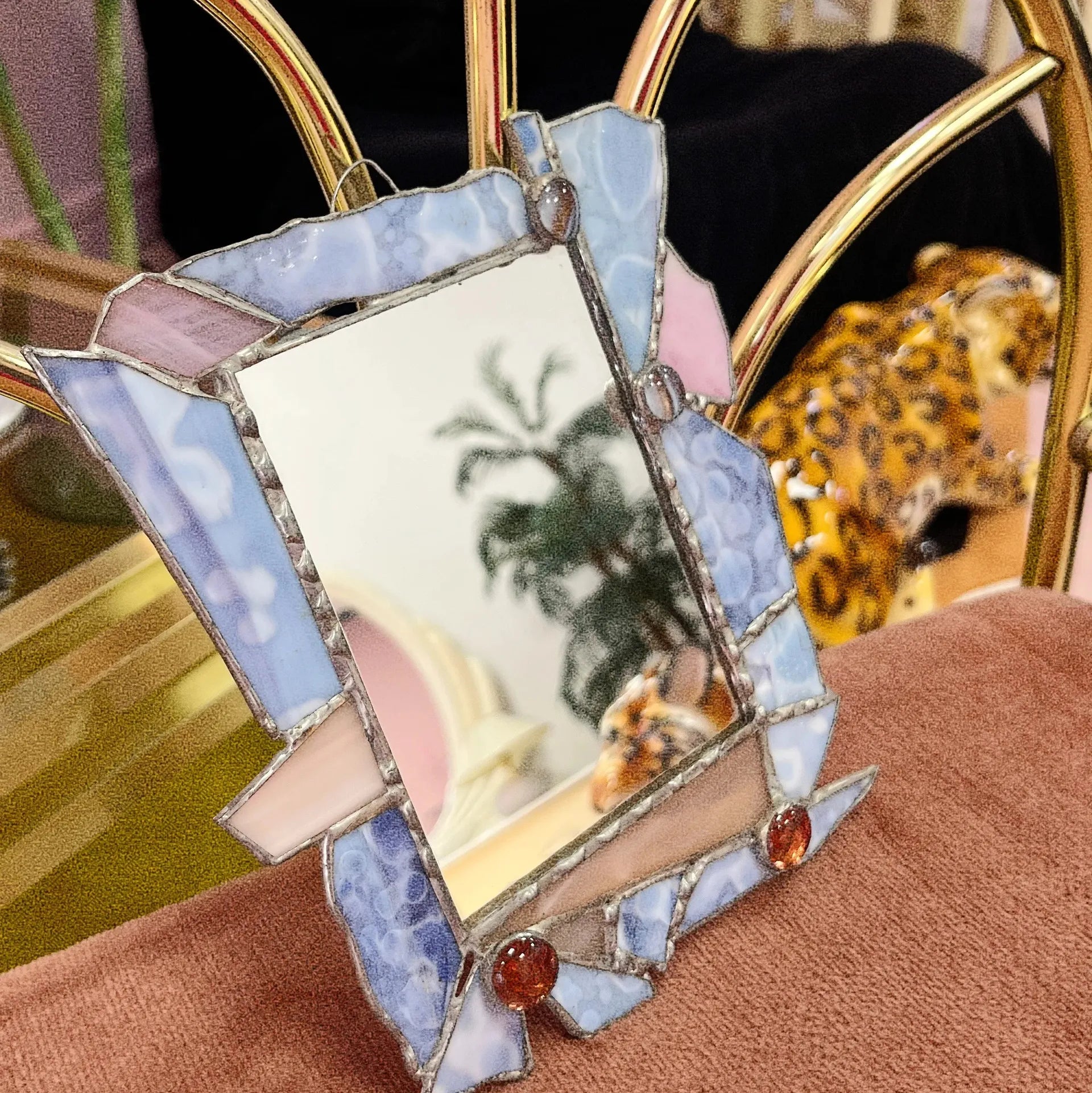 Miroir pastel serti postmoderne, années 70-80 - Club Barbara