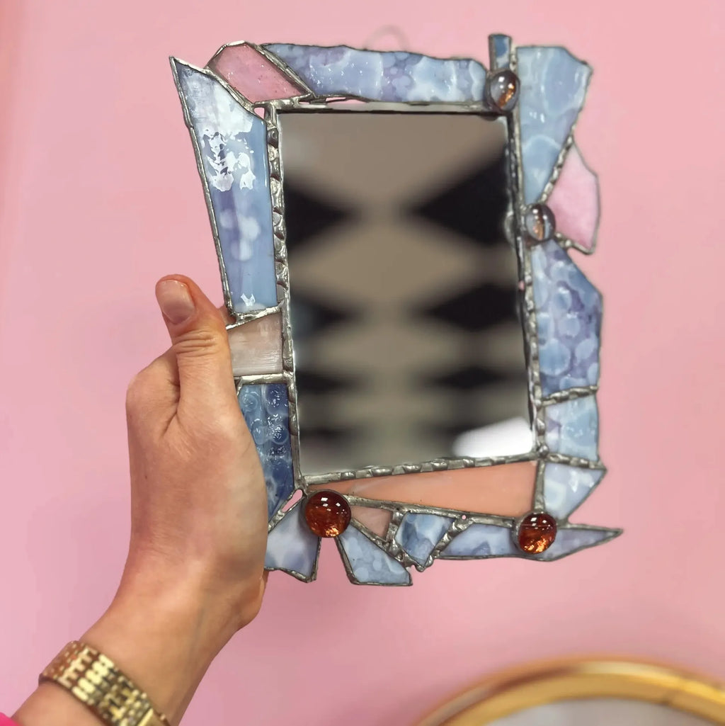 Miroir pastel serti postmoderne, années 70-80 - Club Barbara