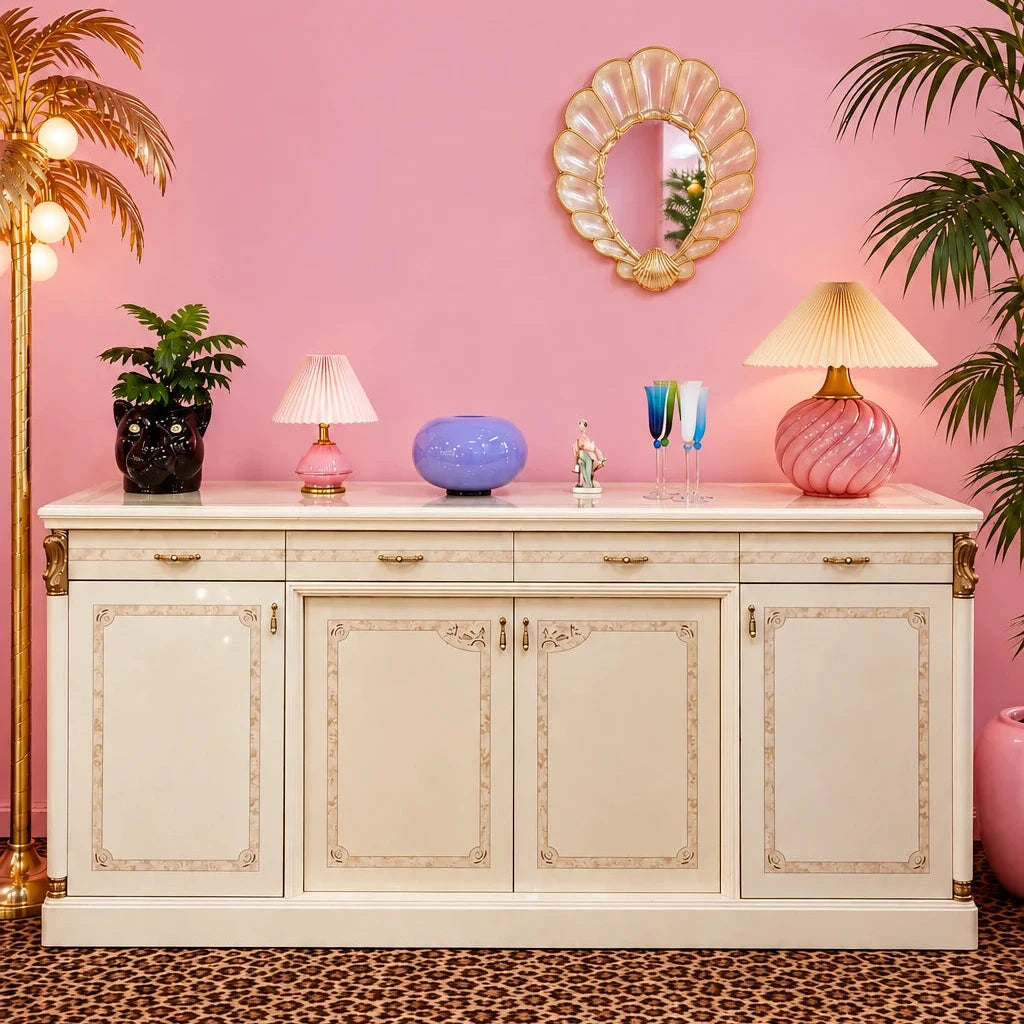 Italian Neoclassical ivory lacquered buffet, 1980s