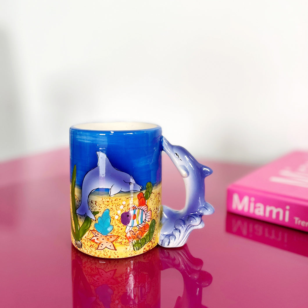 Vintage blue dolphin mug