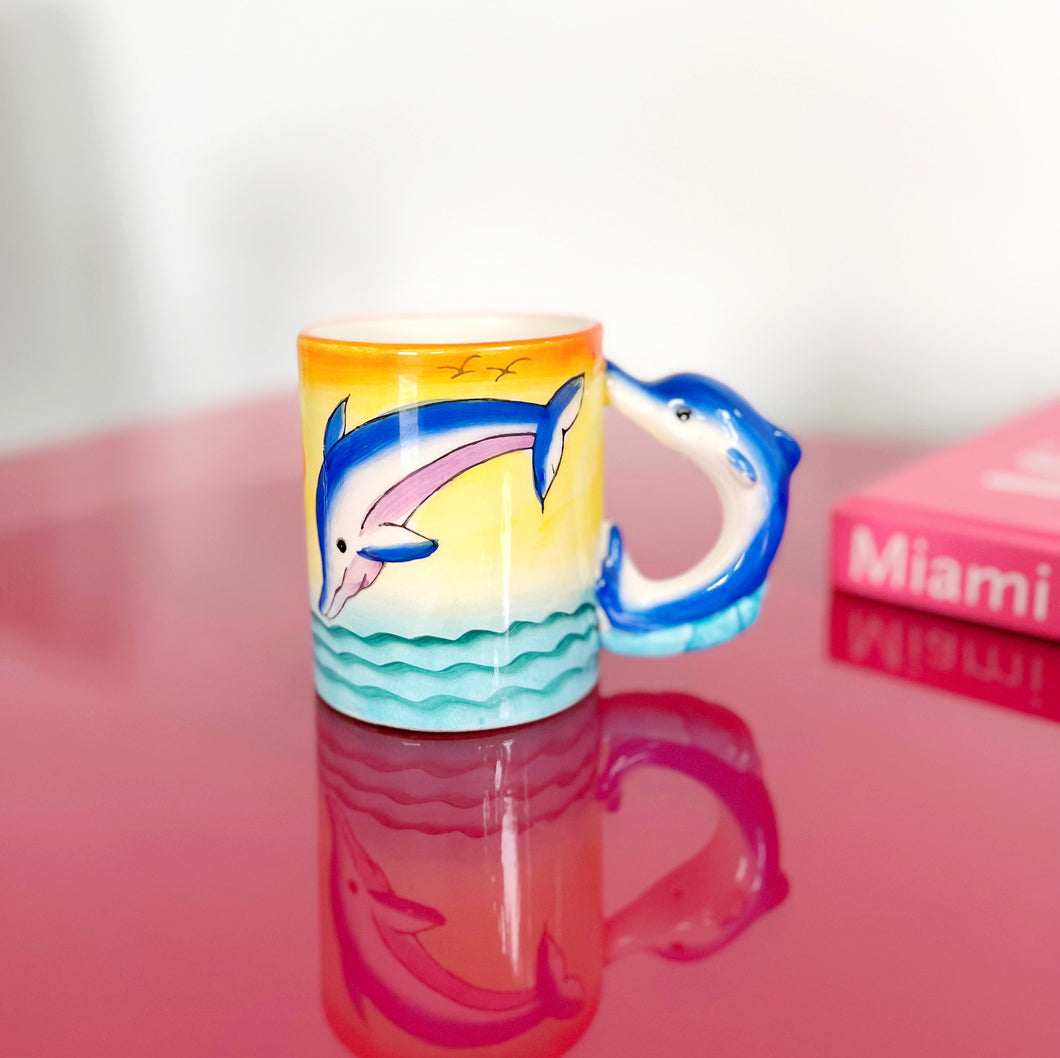 Vintage yellow dolphin mug