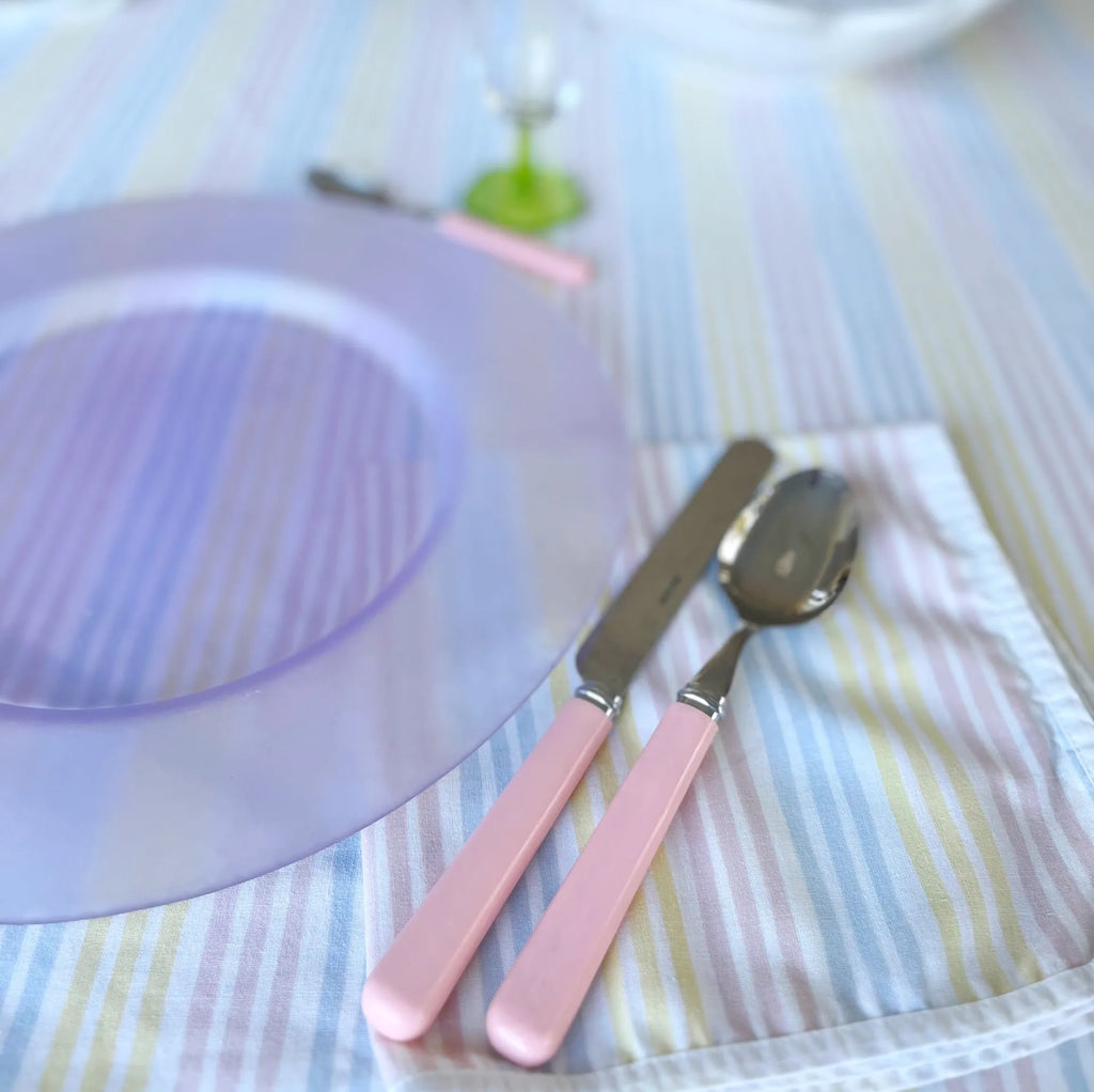 Nappe et serviettes pastel vintage made in France - Club Barbara