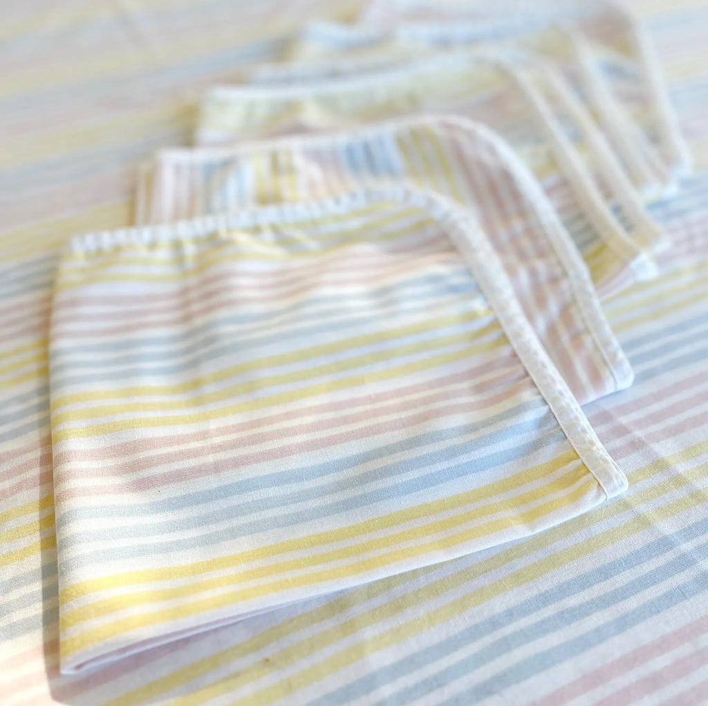 Nappe et serviettes pastel vintage made in France - Club Barbara