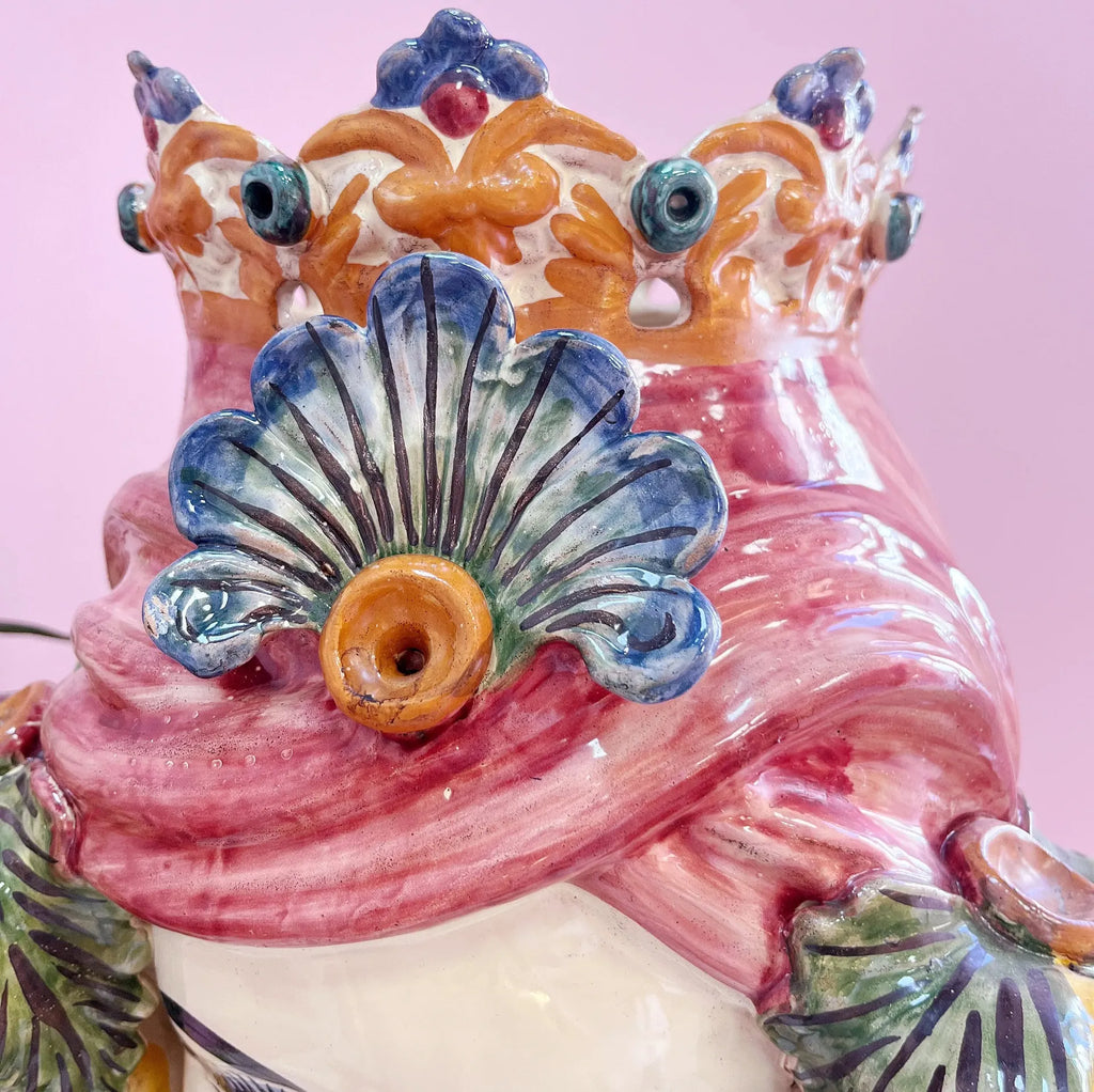 Paire de Têtes de Maure géantes en céramique de Caltagirone, atelier G. Romano, Sicile, années 1960-1970 - Club Barbara