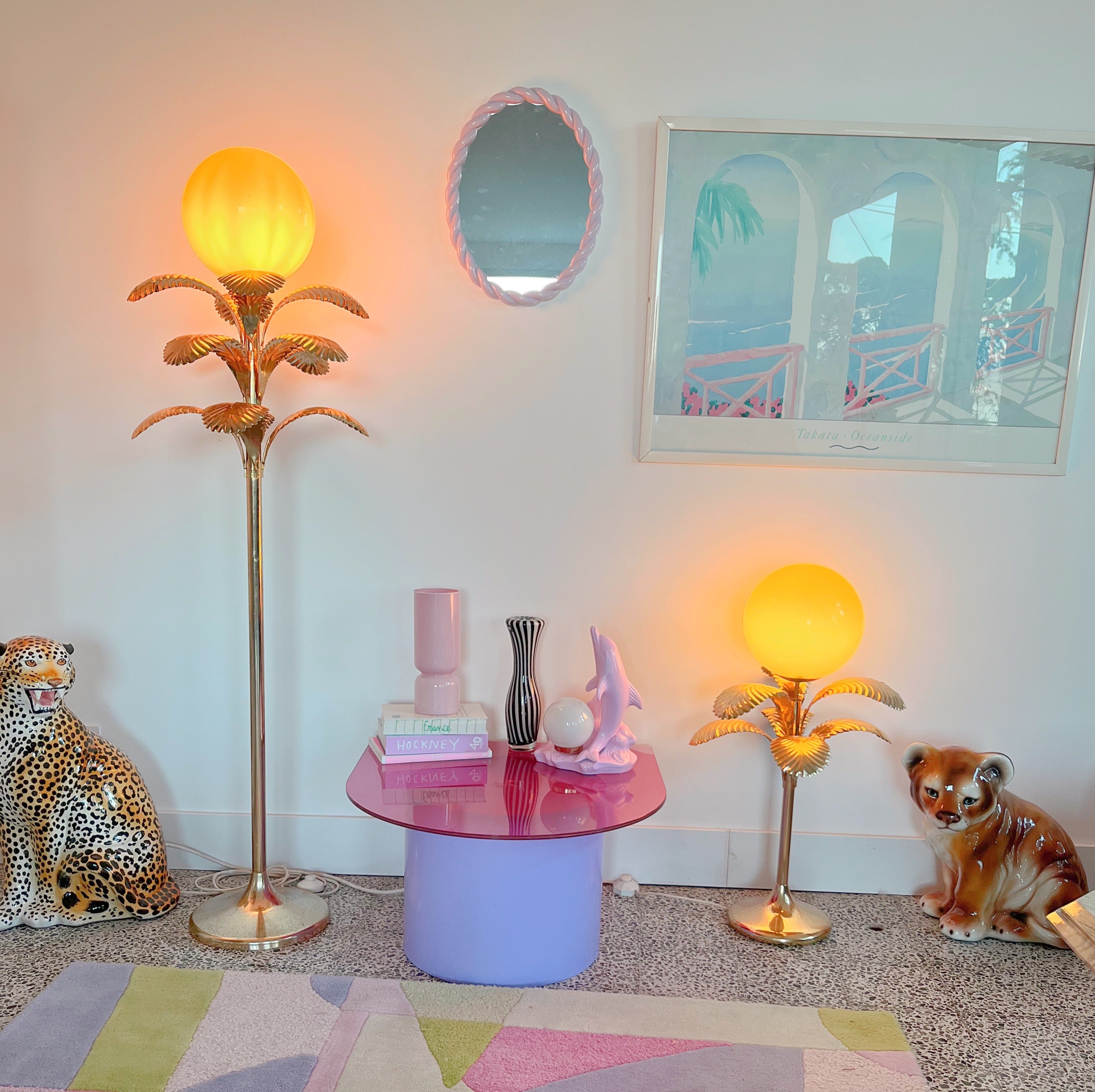 Lampe palmier Hollywood Regency italienne 80s petit modèle