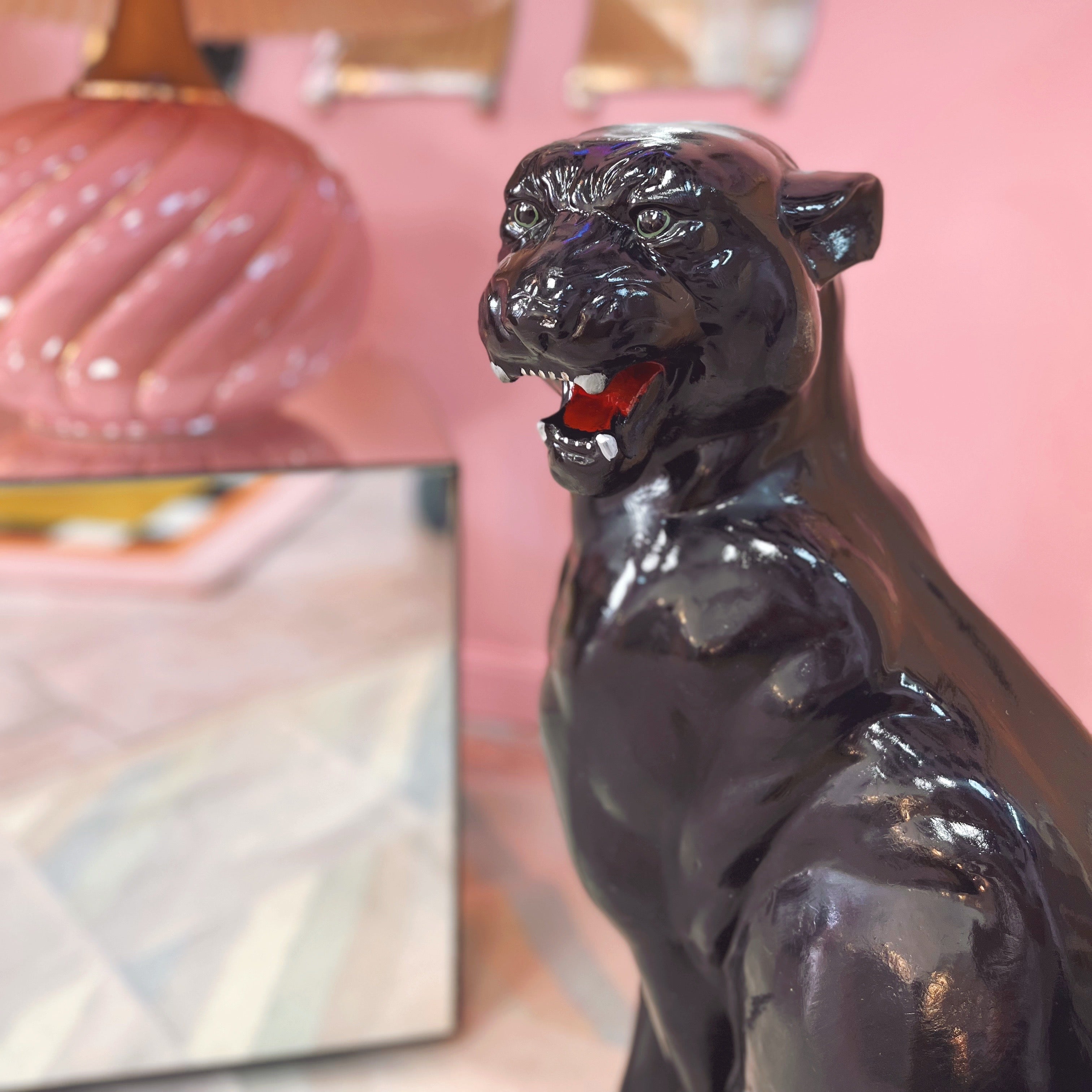 Panthère noire en céramique, années 80