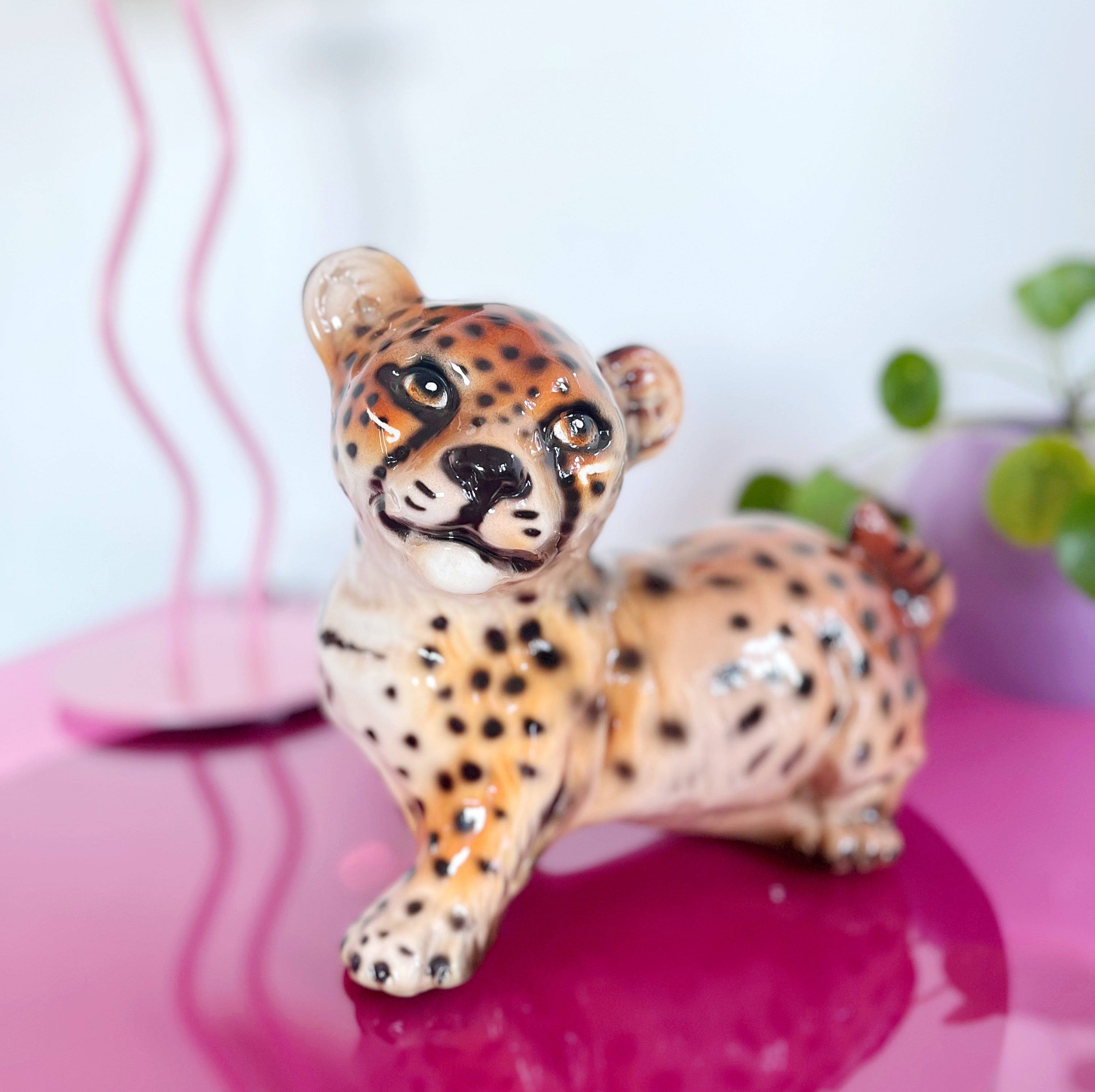 Bébé statue leopard céramique italienne 80s