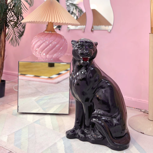 Panthère noire vintage en céramique italienne, années 80, style Hollywood Regency – Club Barbara