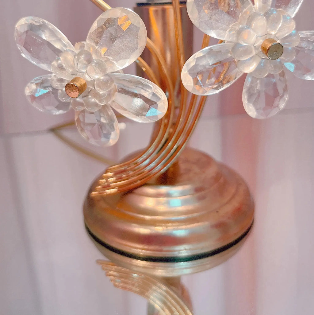 Petite lampe vintage bouquet de Fleurs en Laiton Doré, Années 70 - Club Barbara