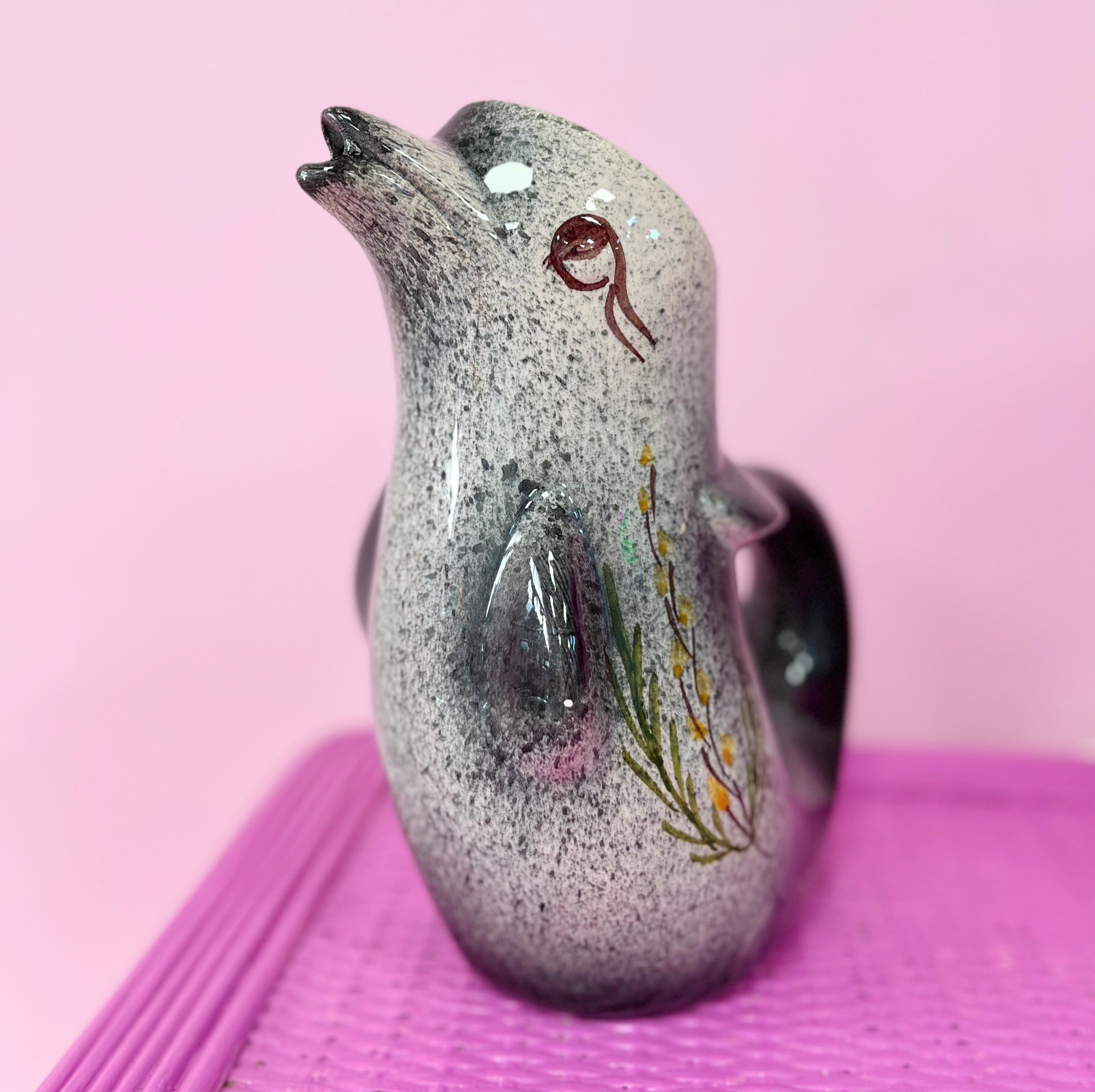 Pichet dauphin céramique émaillée granito vintage, années 60-70
