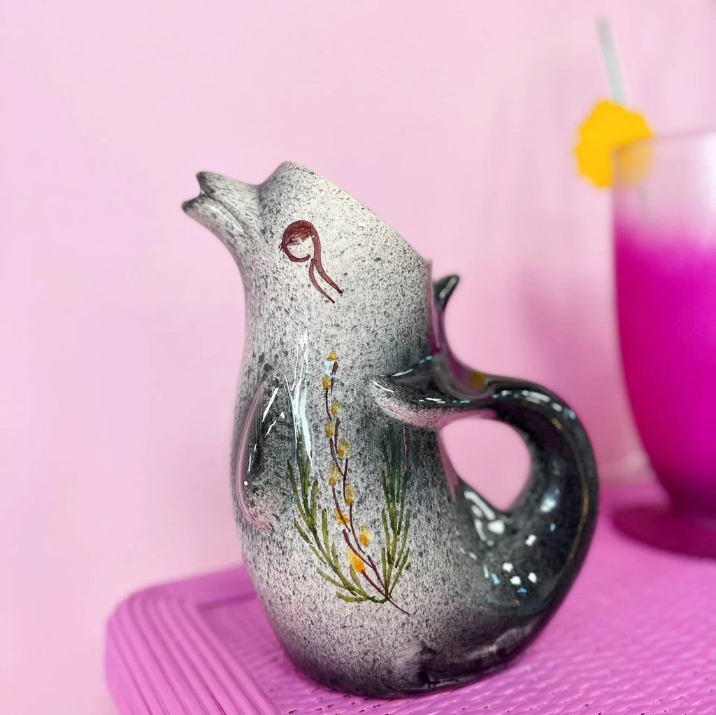 Pichet dauphin céramique émaillée granito vintage, années 60-70 - Club Barbara