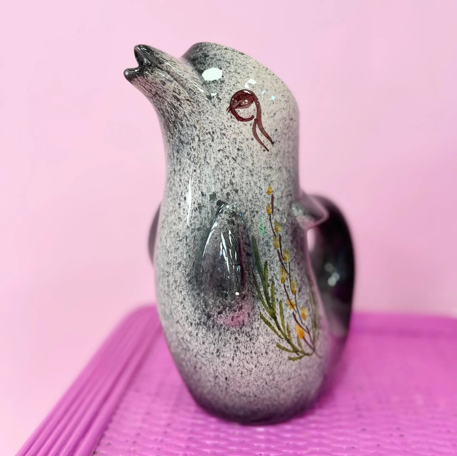Pichet dauphin céramique émaillée granito vintage, années 60-70 - Club Barbara